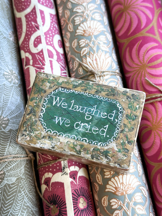 “We Laughed, We Cried” – Antique French Hand Painted Wooden Box