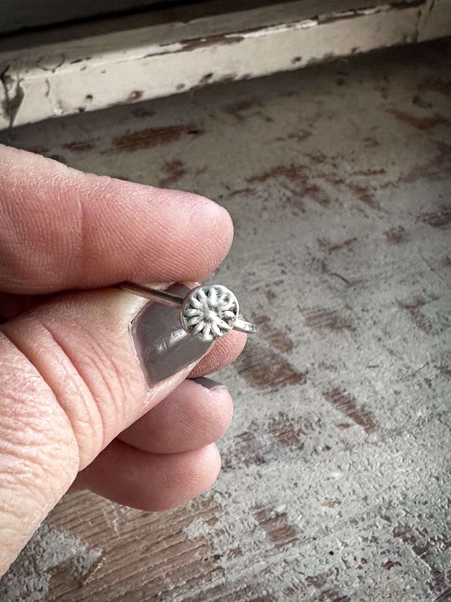 Little Meadow Ring – Fine Silver Botanical Sprig Ring