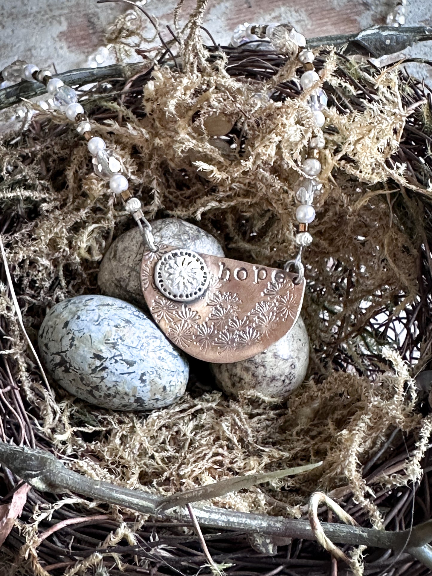 Meadow of Hope Necklace – Handmade Botanical Fine Silver & Copper Necklace