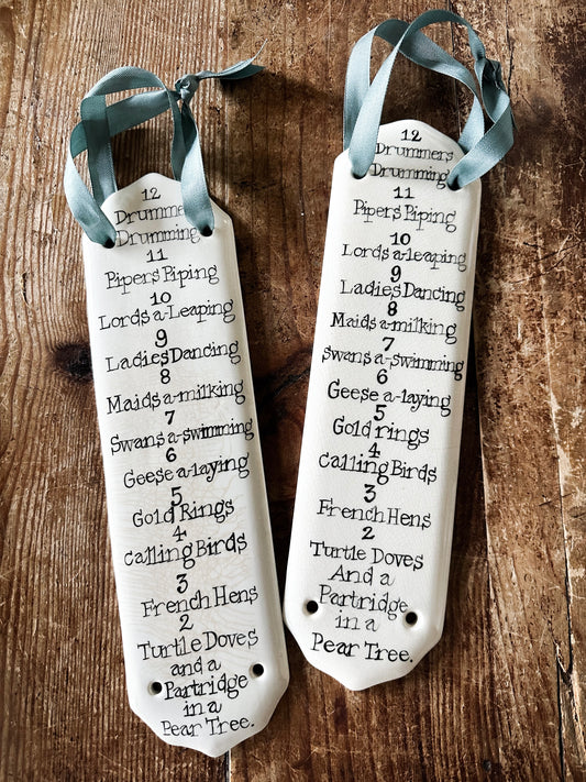 Twelve Days of Christmas Ironstone Door Plate Hanger