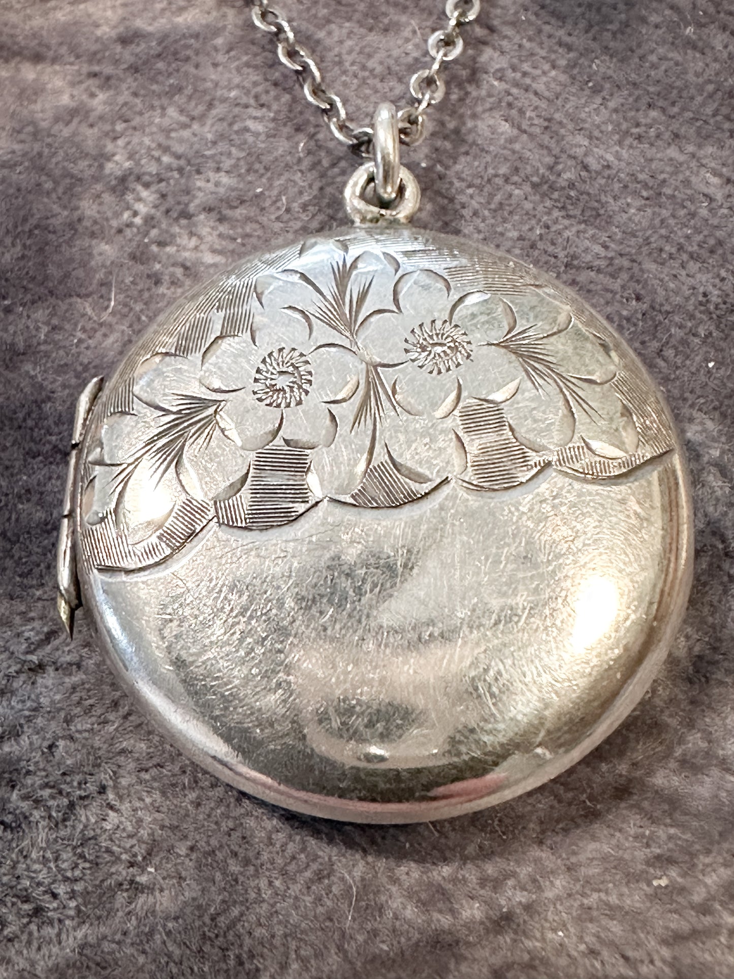 Antique silver Aesthetic movement locket and chain