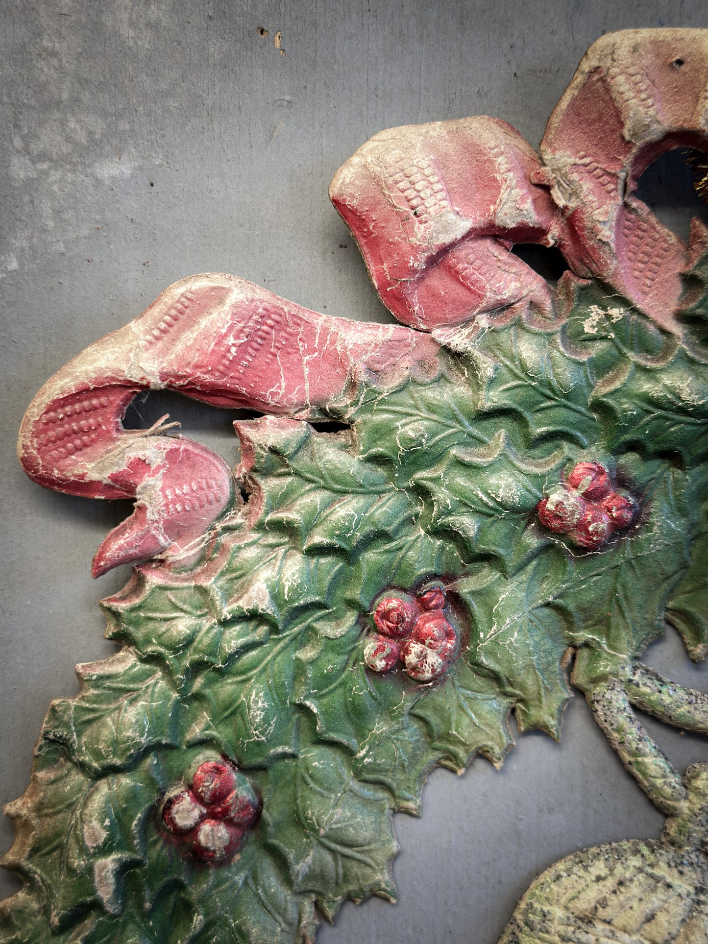 Early–Mid 20th Century Pressed-Paper Christmas Wreath with Twin Bells-oral provenance linking it to the Bletchley Museum collection