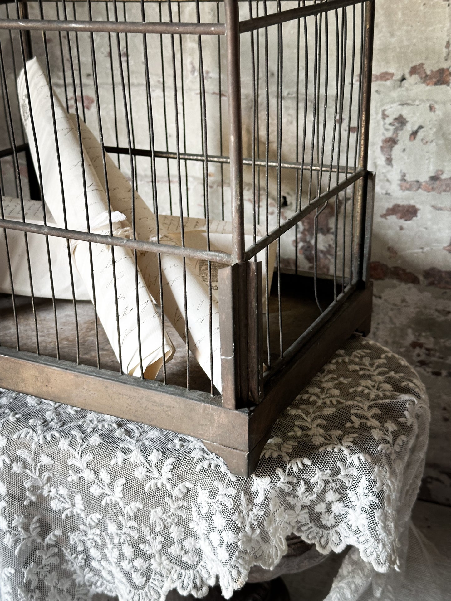 Antique Victorian brass bird cage