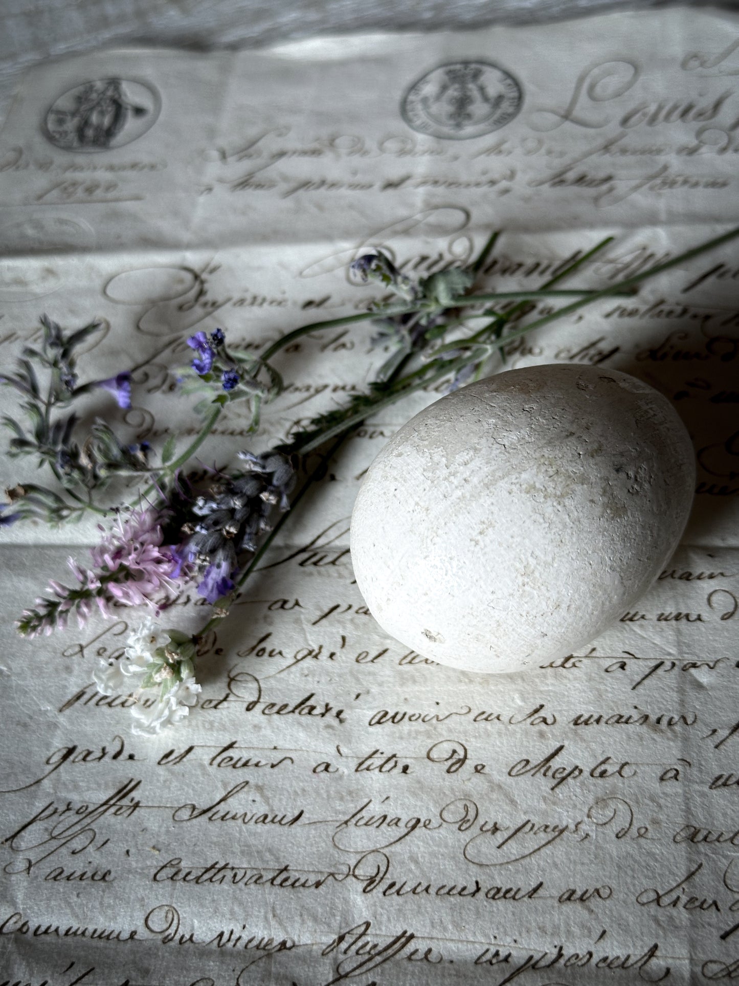 An original antique ceramic broody egg