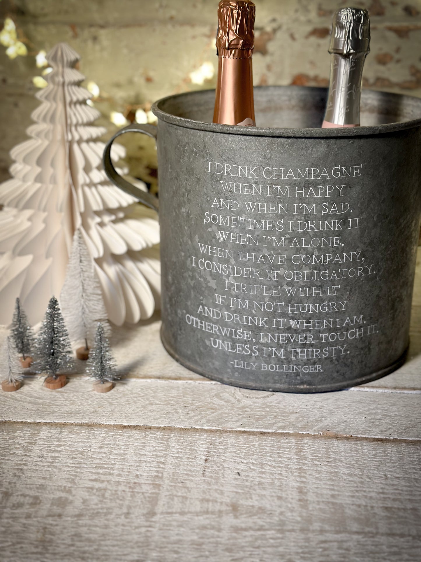 A beautiful heirloom original vintage champagne tub with Lily Bollinger quote pre-order