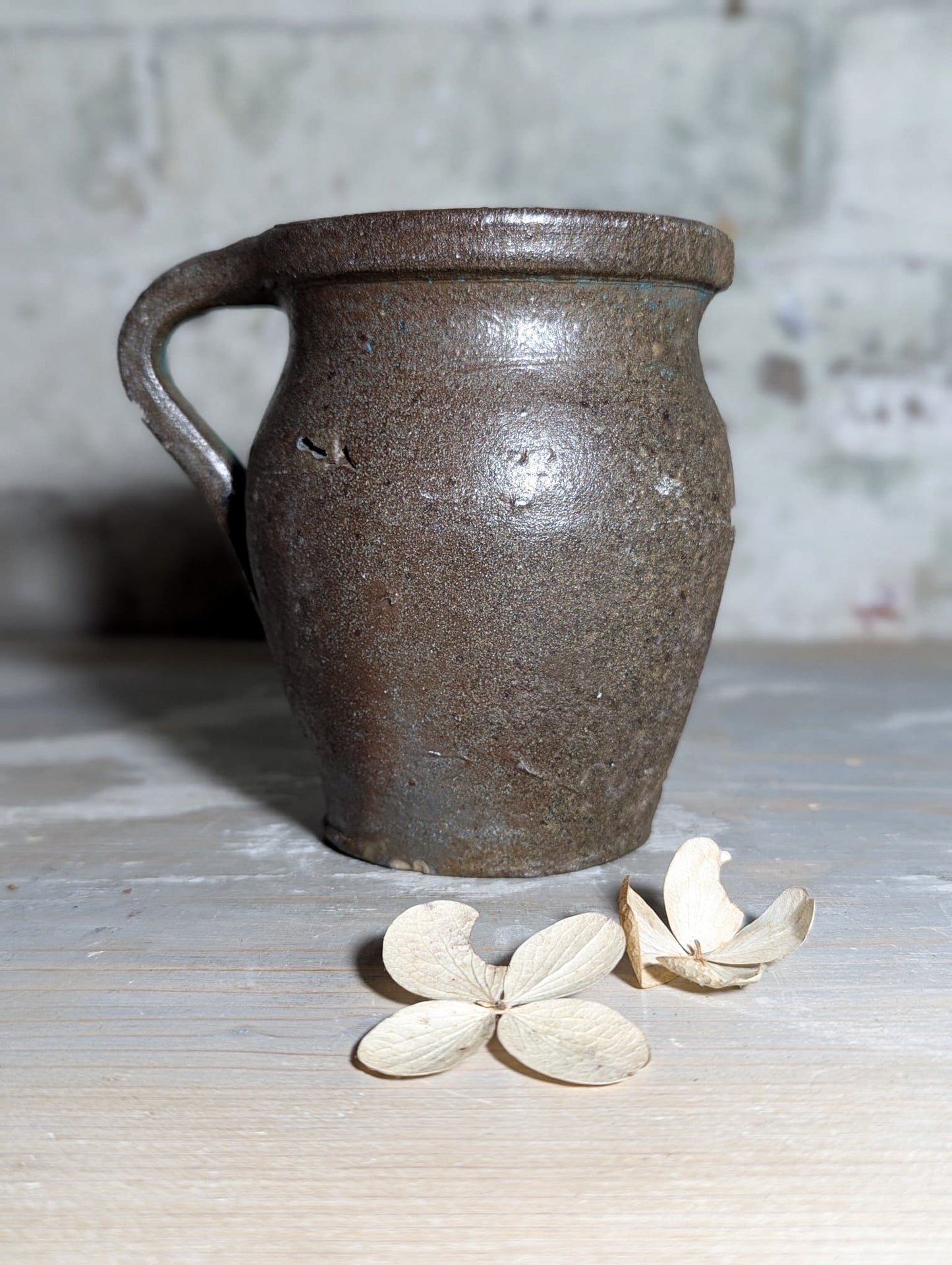 A lovely Primitive French Antique Black Pottery water jug