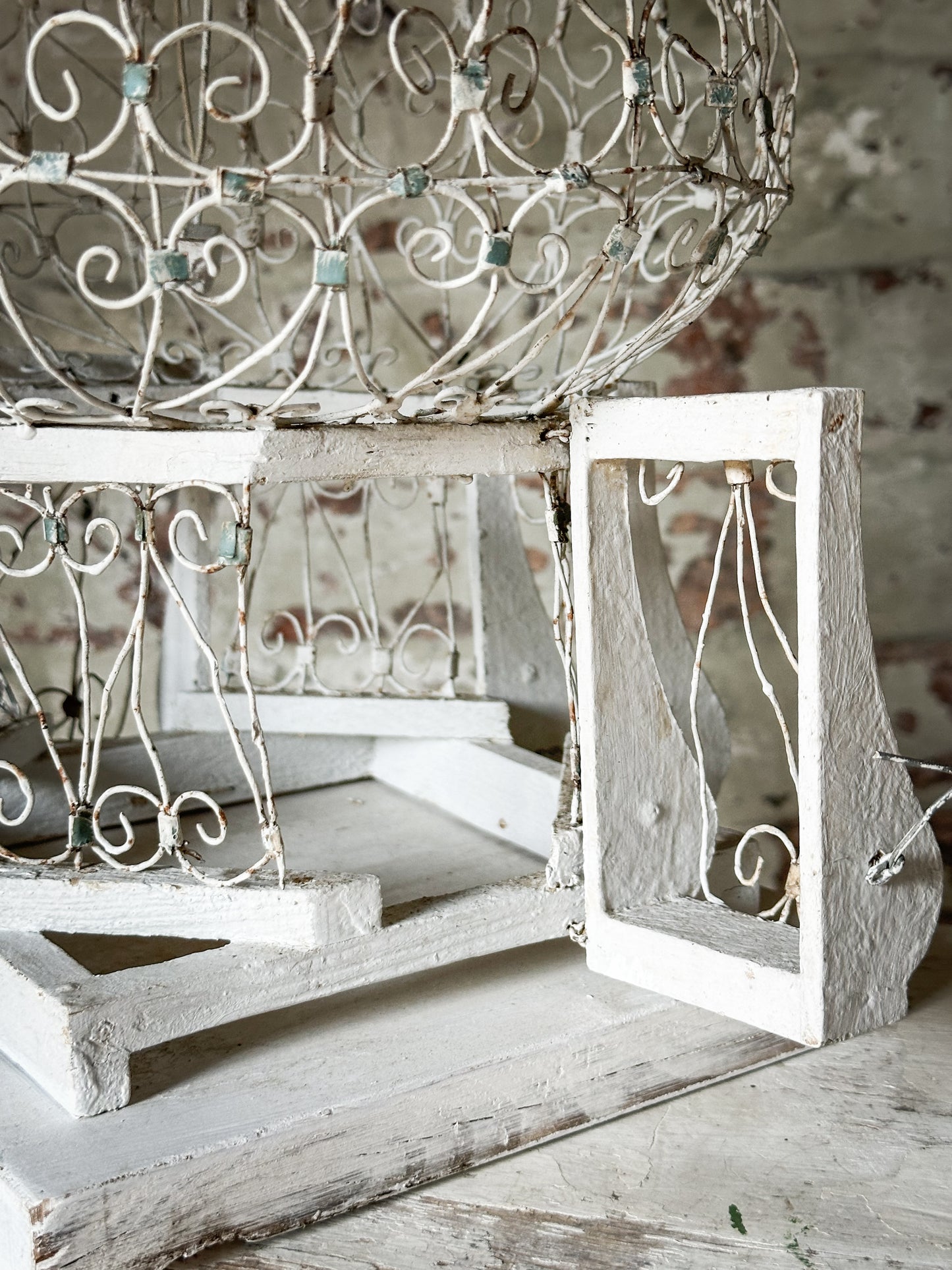 A lovely French vintage wire Balloon bird cage