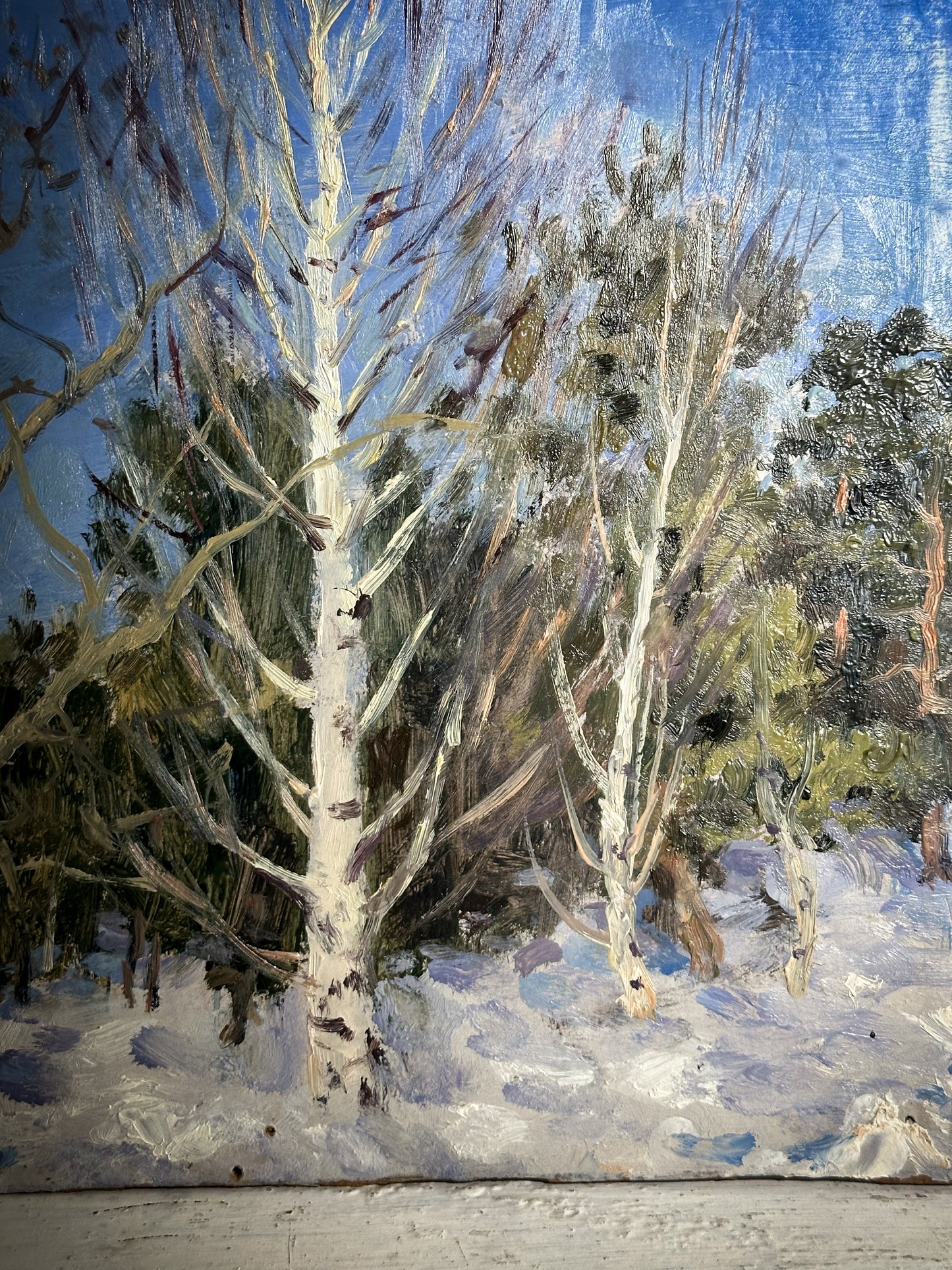 A Vintage Winter Landscape Oil on Board Painting