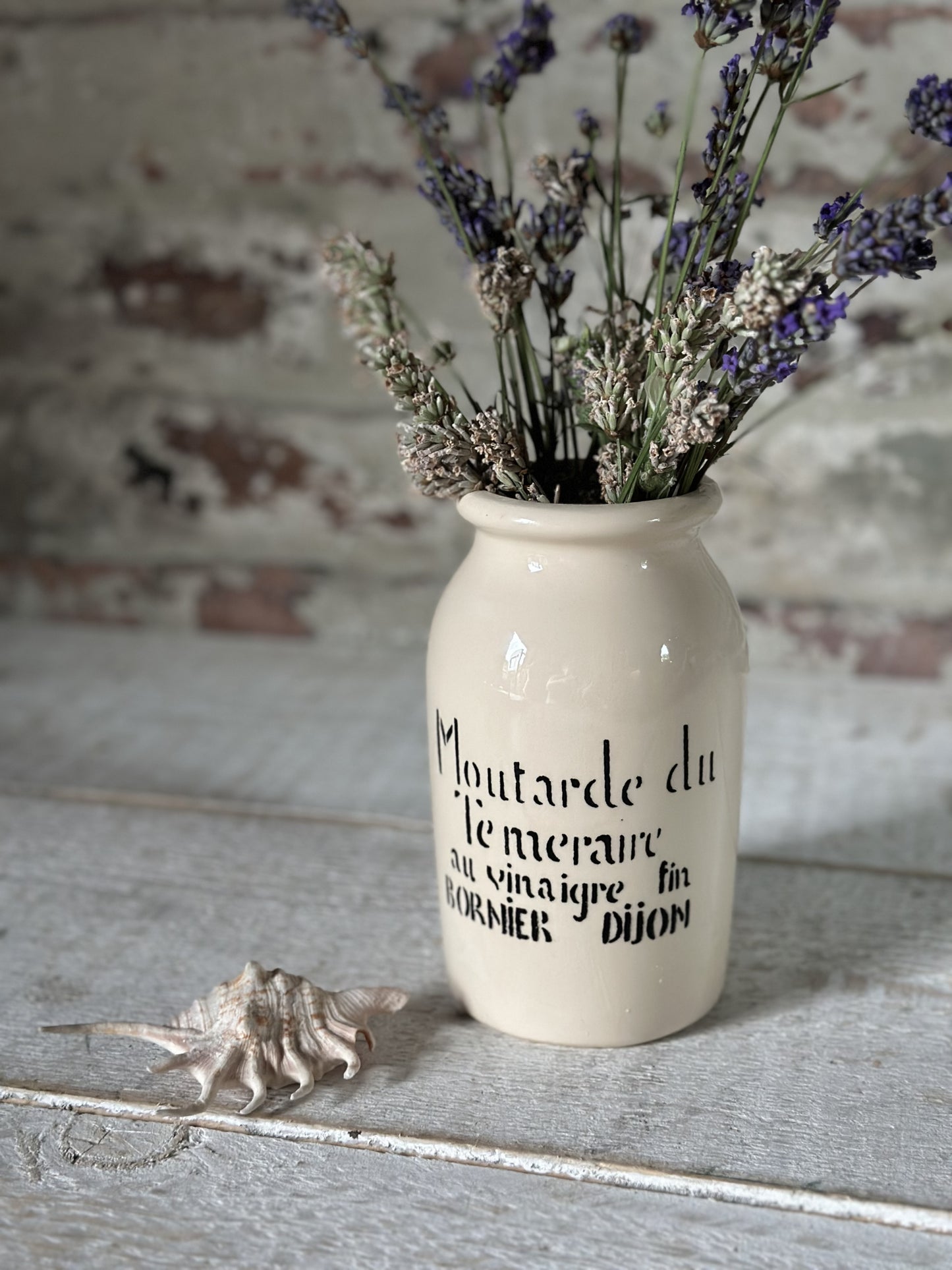 A vintage printed French Mustard Jar