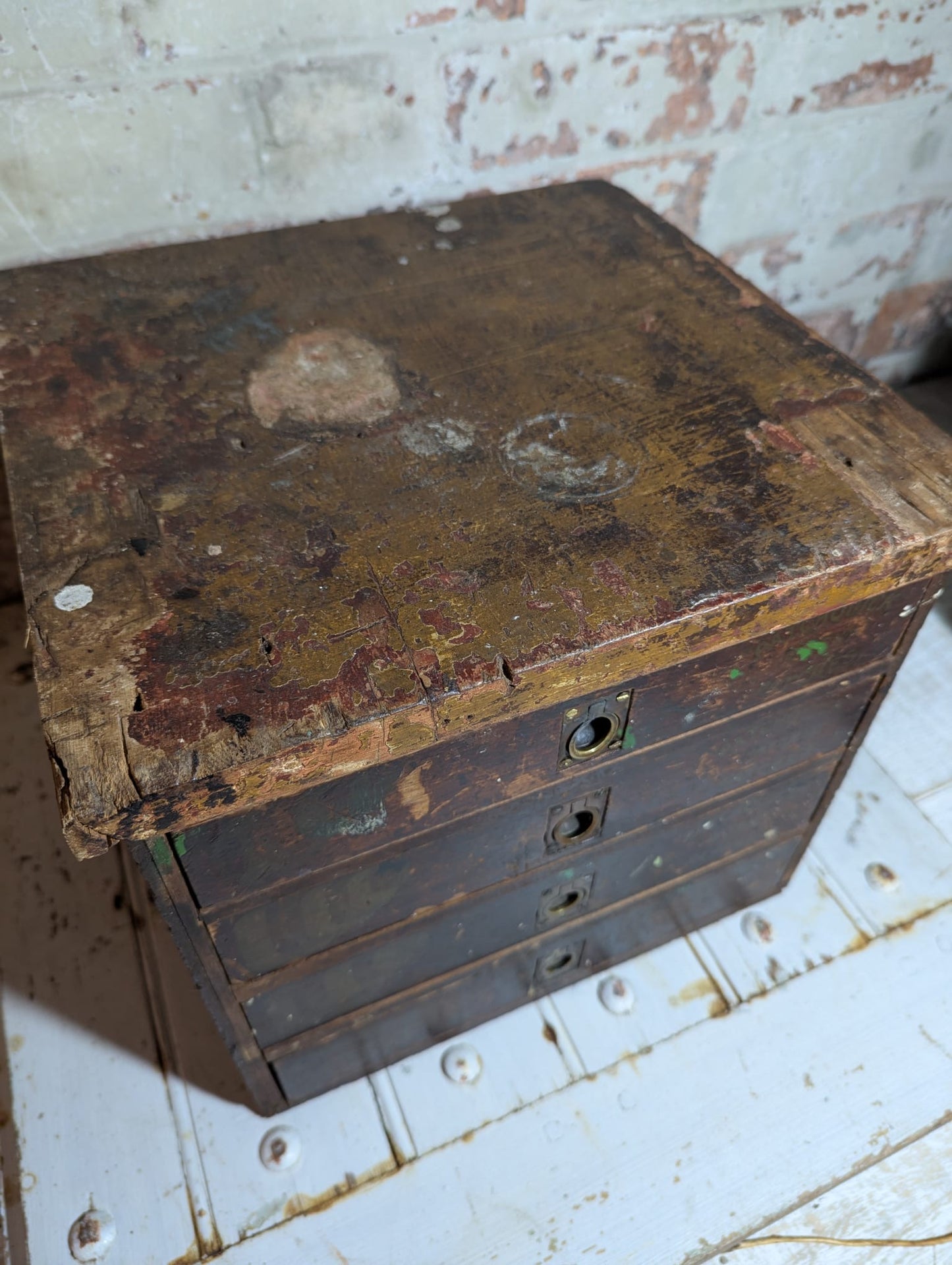 A Wonderful Antique Bicycle Shop Repair Kit Advertising Mini Drawers