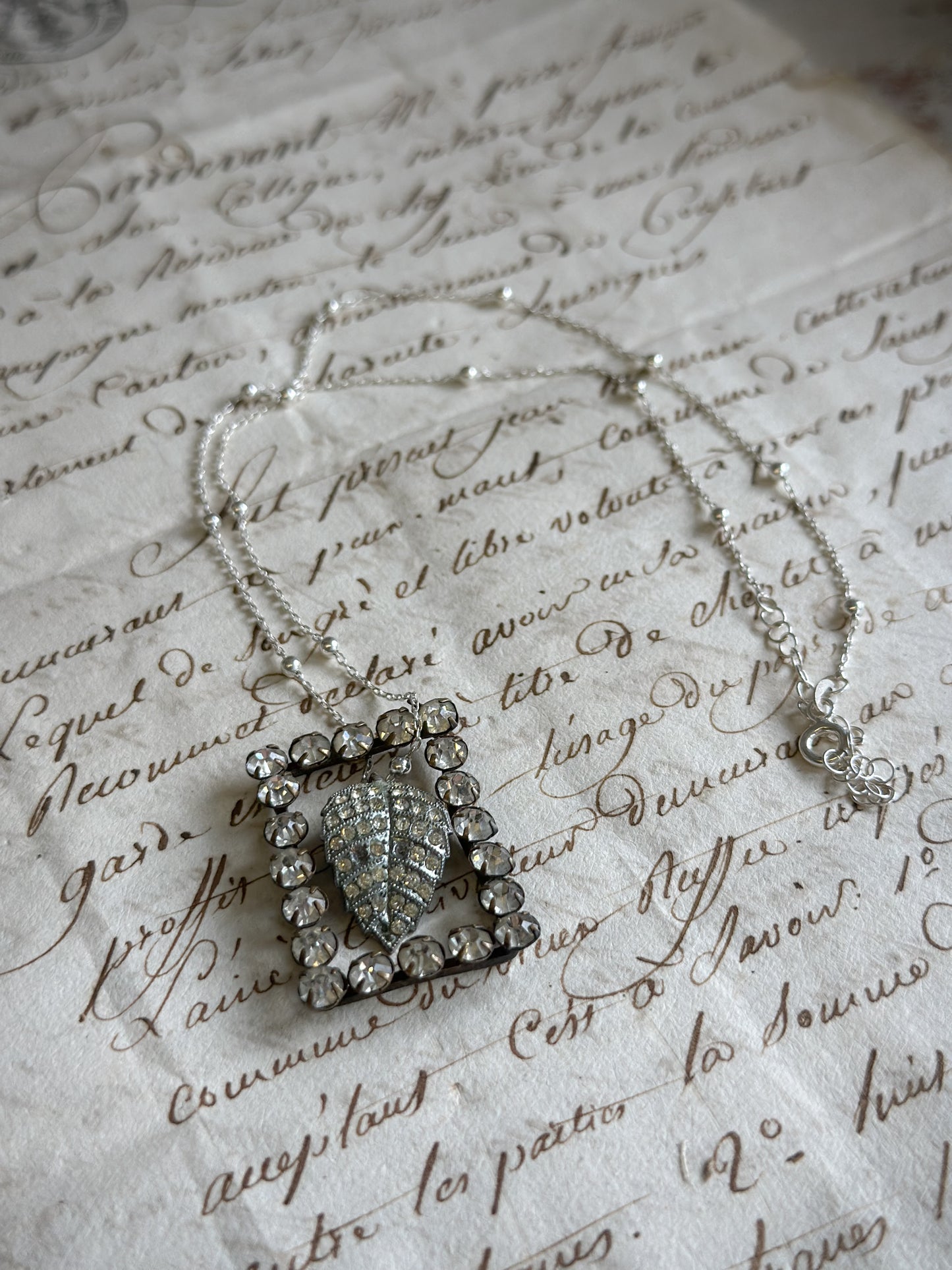 Found Object Pavé Leaf Necklace by Jealous Moon Jewellery