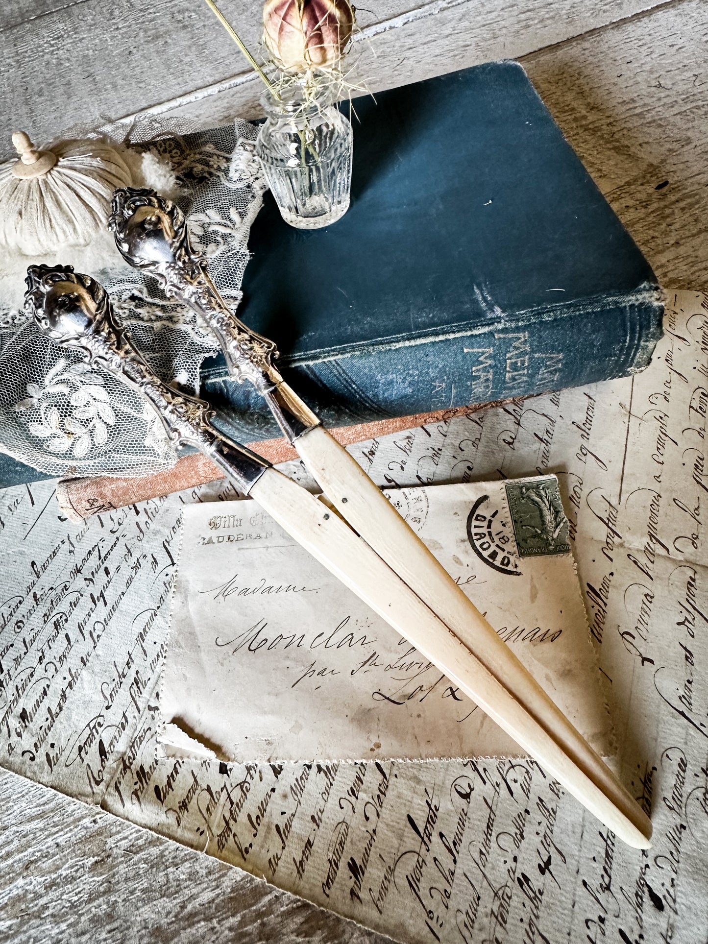 A Gorgeous pair of Hallmarked Silver and Bone Glove Stretchers