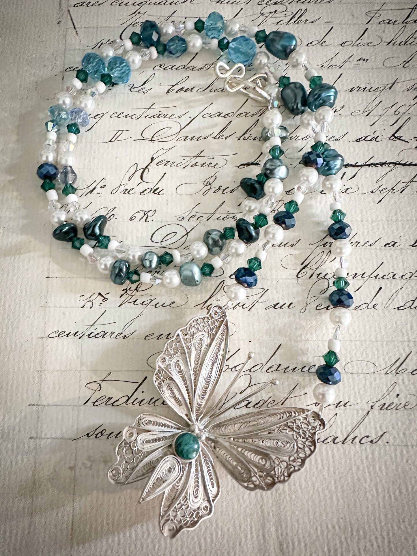 Found Object Art Deco Dress Clip with Cherub Necklace by Jealous Moon Jewellery
