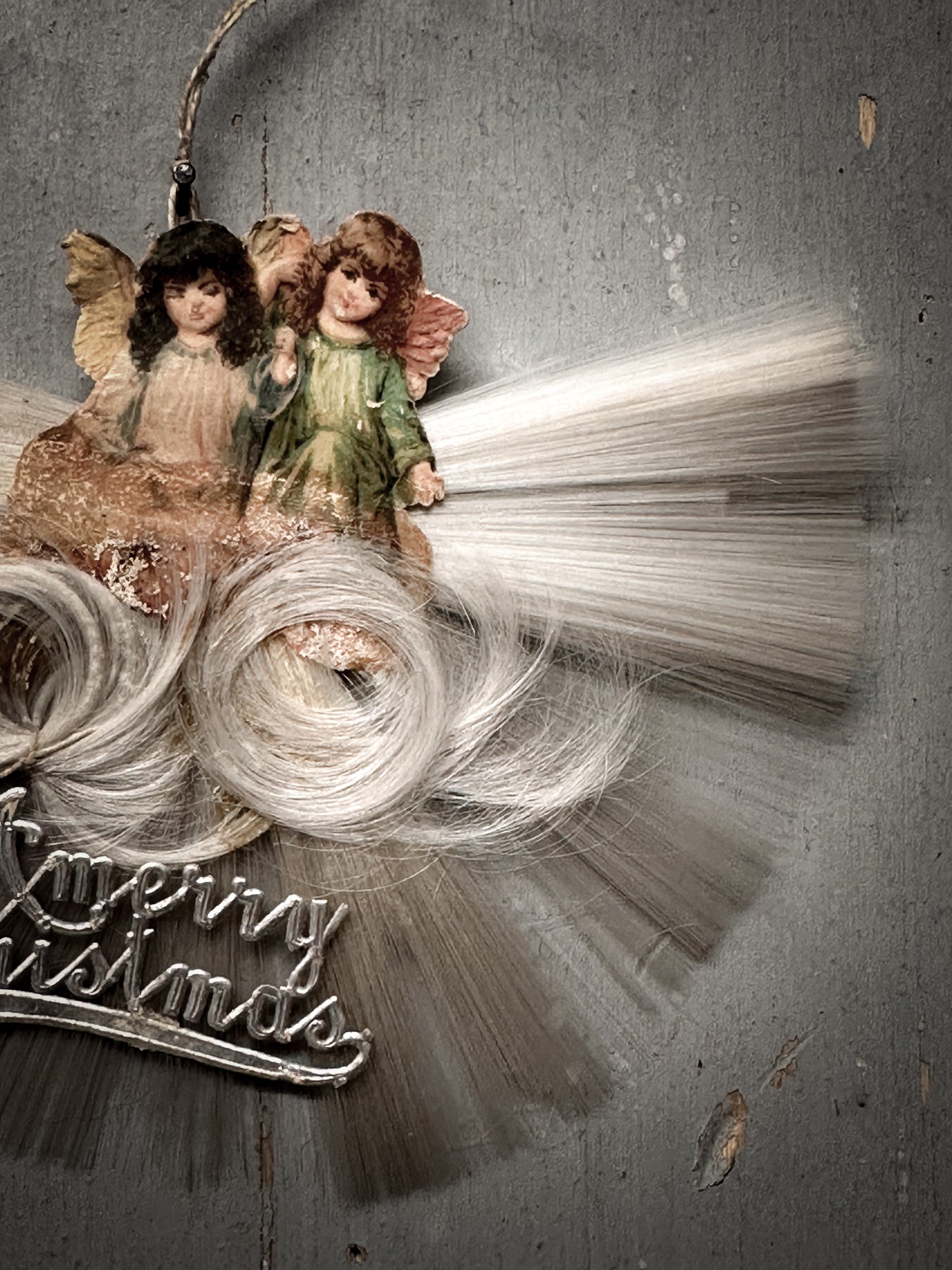 Antique German Spun-Glass Fan Ornament with Angels & Spun-Glass Rosettes (c. 1890–1910)