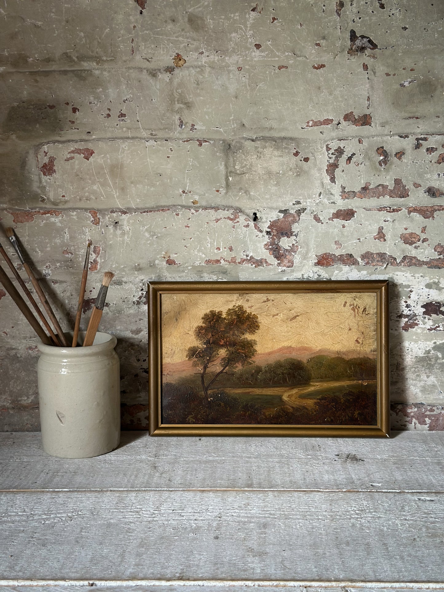 Antique Victorian Oil Painting on Board in Original Frame | Signed Landscape Artwork | c.1880–1900