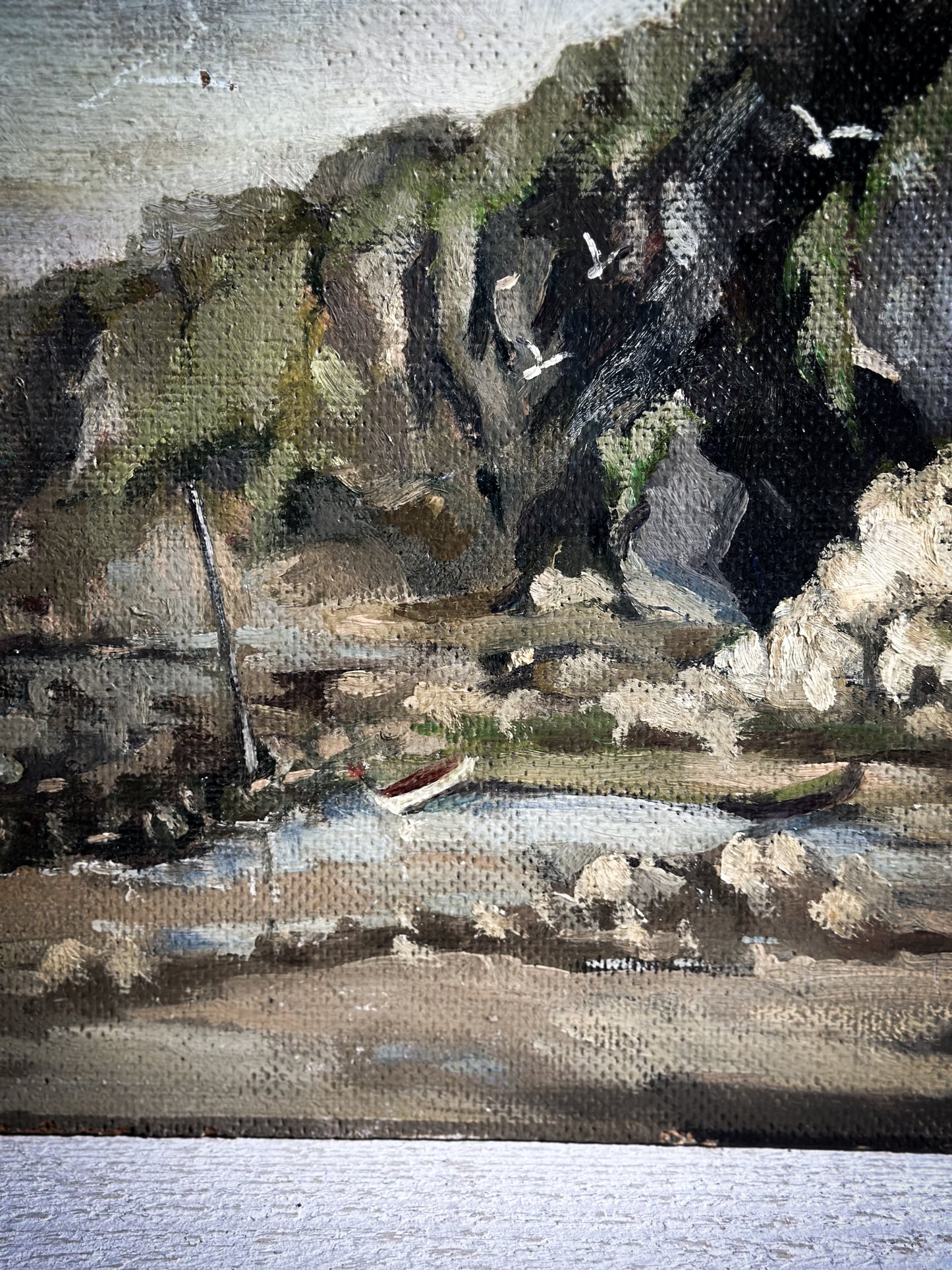 Oil on Board Impressionist Style Painting of the Devon Coast