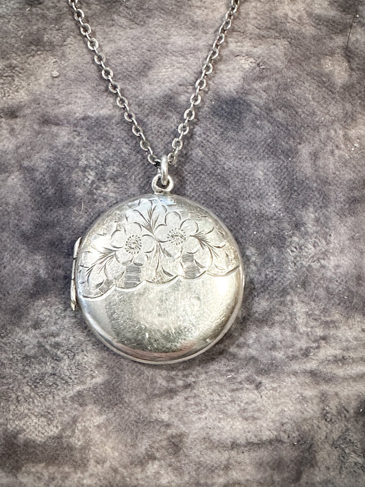 Antique silver Aesthetic movement locket and chain