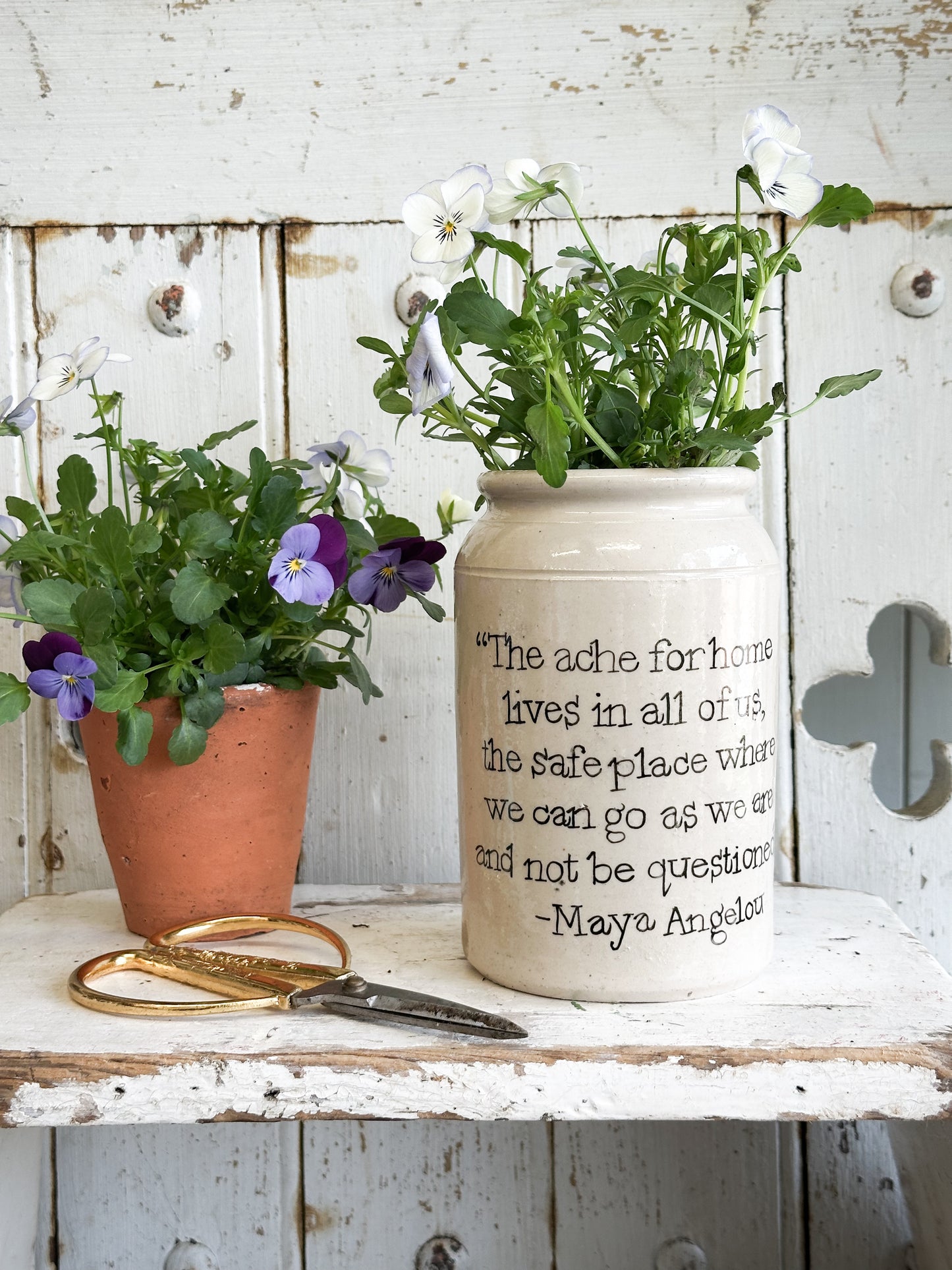 “The Ache for Home” Large Painted Stoneware Pot