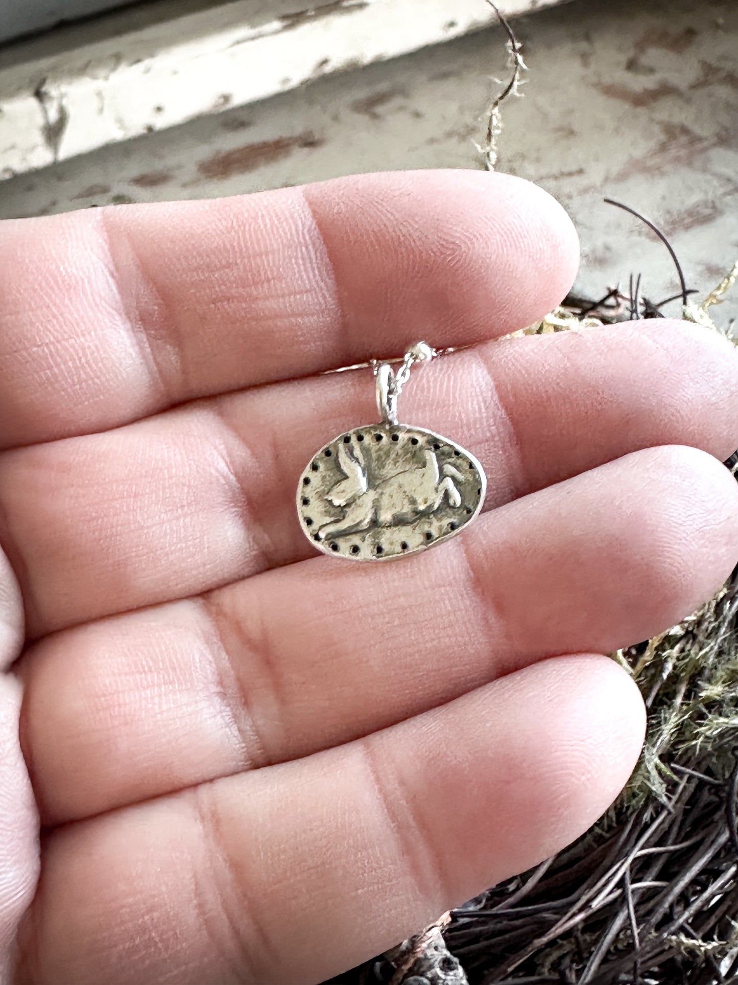 Moonlit Rabbit Pendant – Handcrafted .999 Fine Silver Necklace