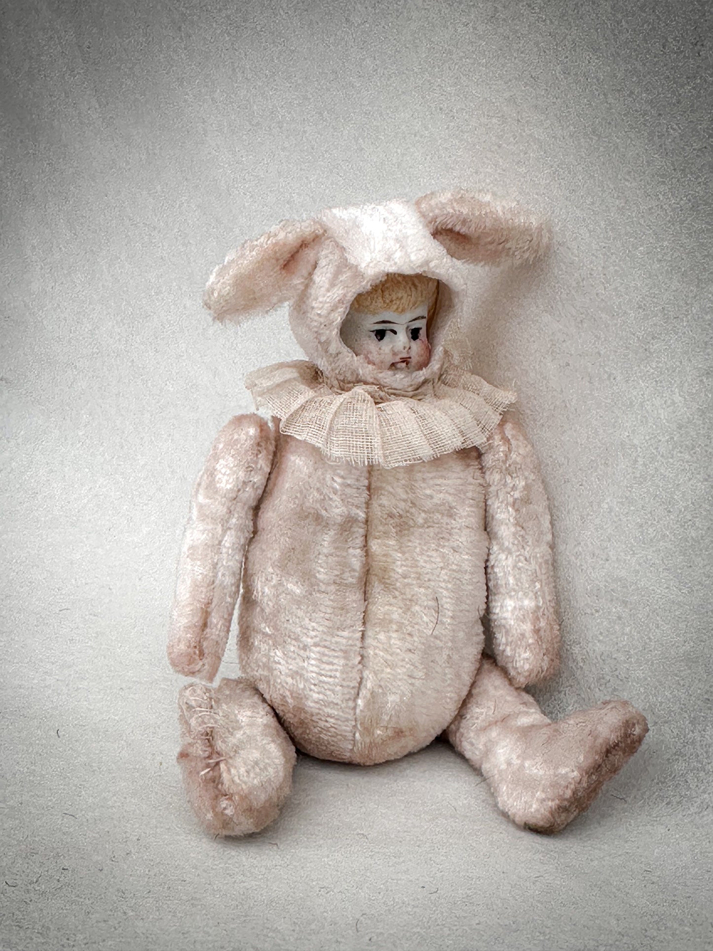 One of a Kind Handmade Artist Bunny Doll by Goody Two Shoes, Reworked Victorian Bisque Doll Collectible