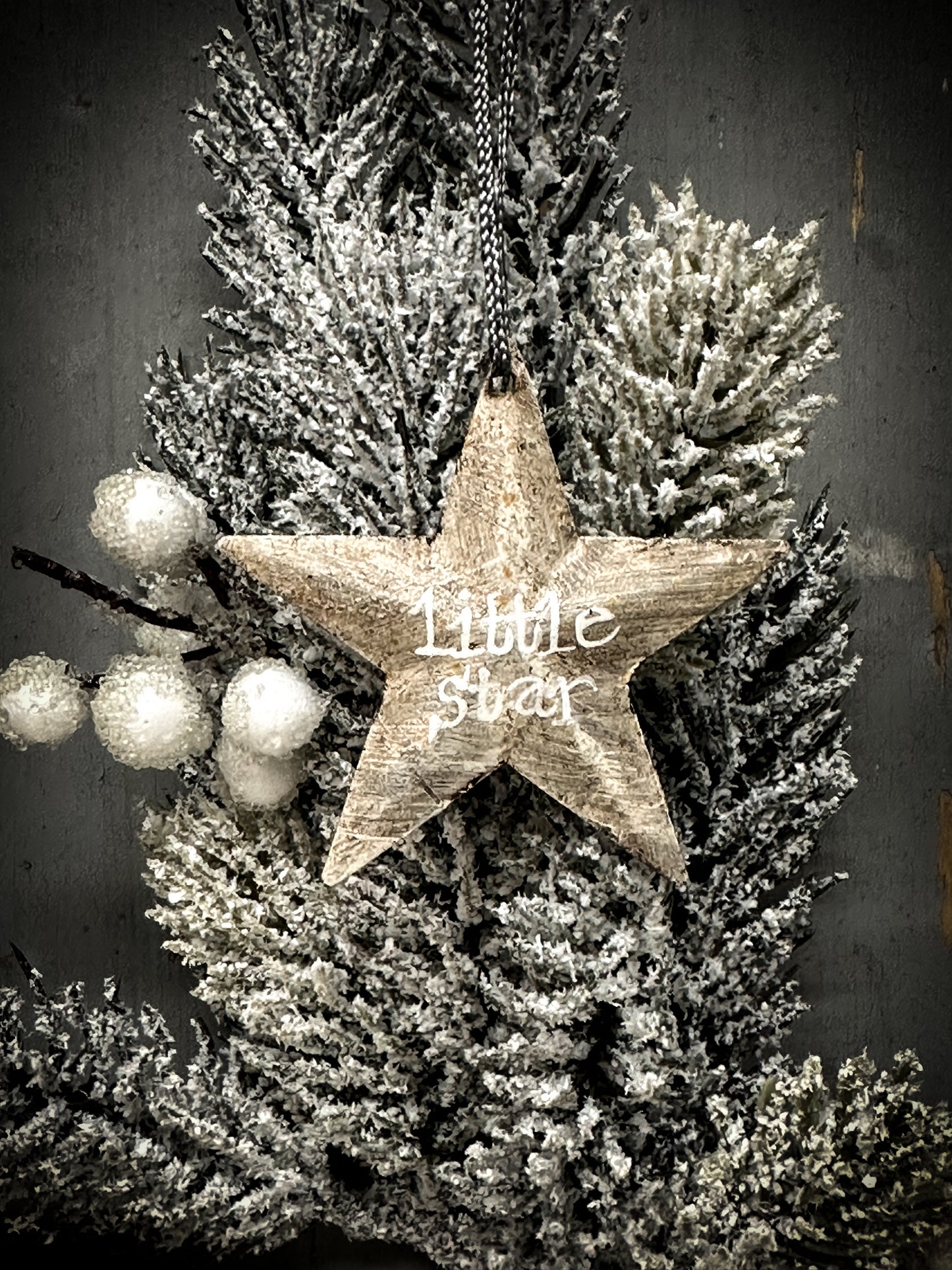 A medium Grey Tin Barn Star Christmas Decoration “Little Star”
