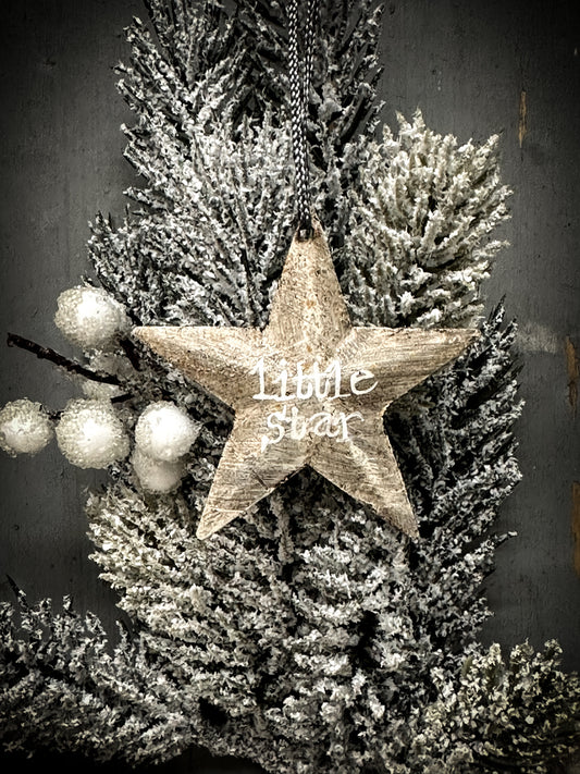 A medium Grey Tin Barn Star Christmas Decoration “Little Star”