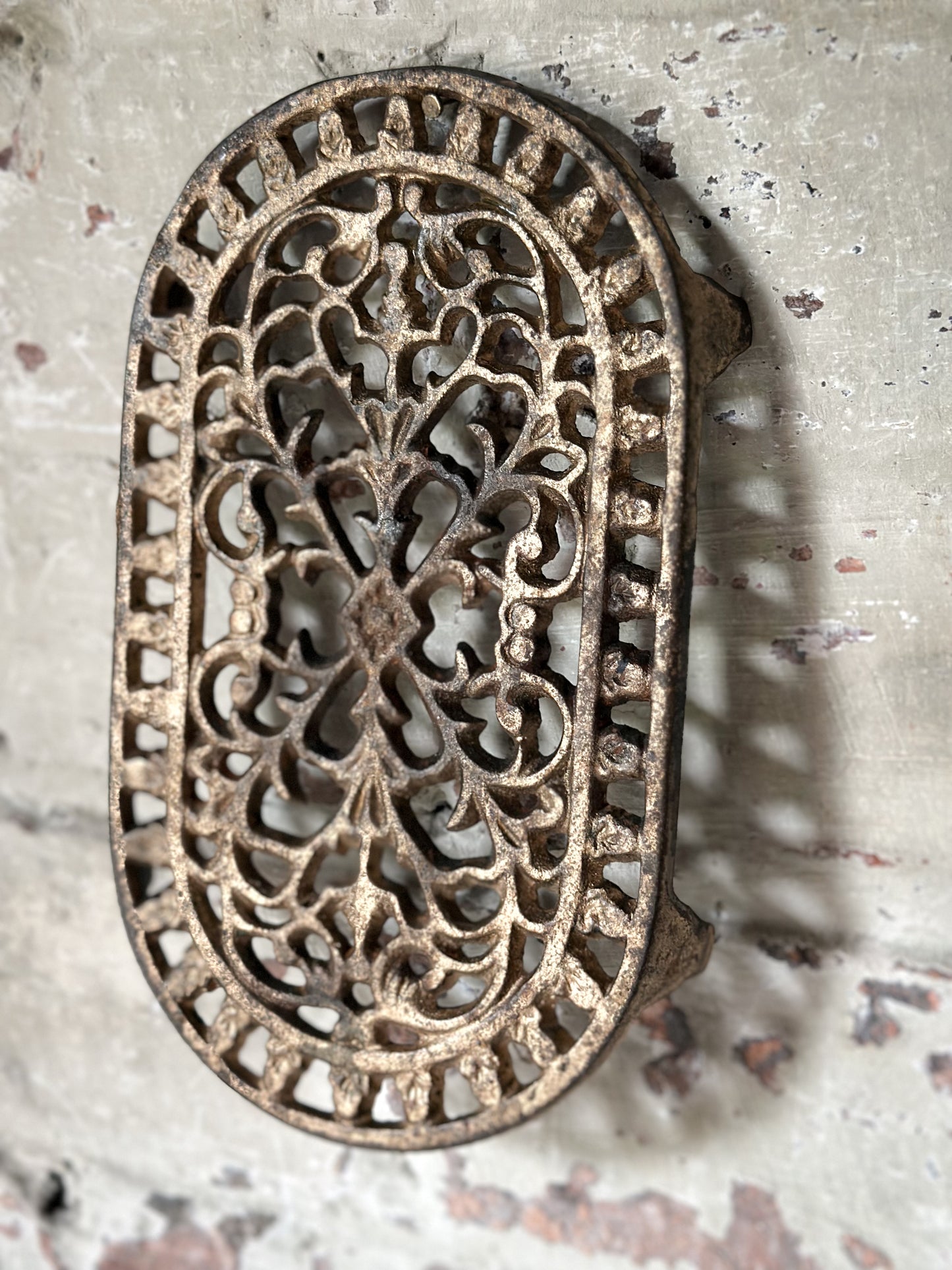 Antique Victorian Cast Iron Trivet with Gilt Decoration