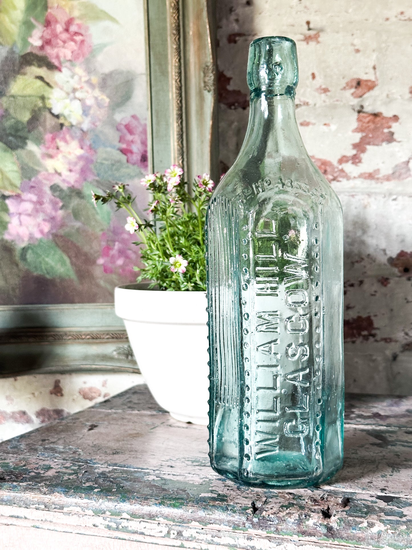 Antique Aqua Glass Bottle – William Hill Glasgow