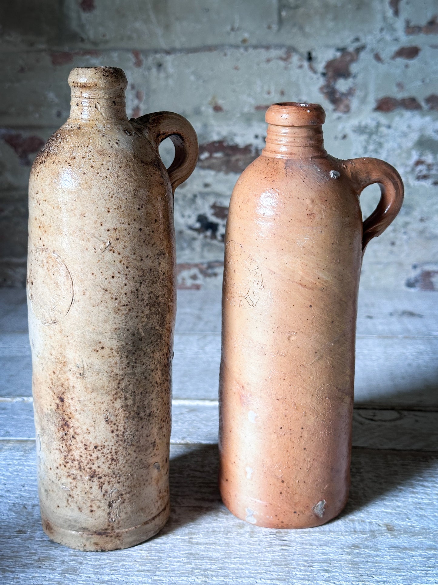 Antique German Nassauer Stoneware Bottle c.1890–1920 | Salt Glazed Bottle | Seit 1848