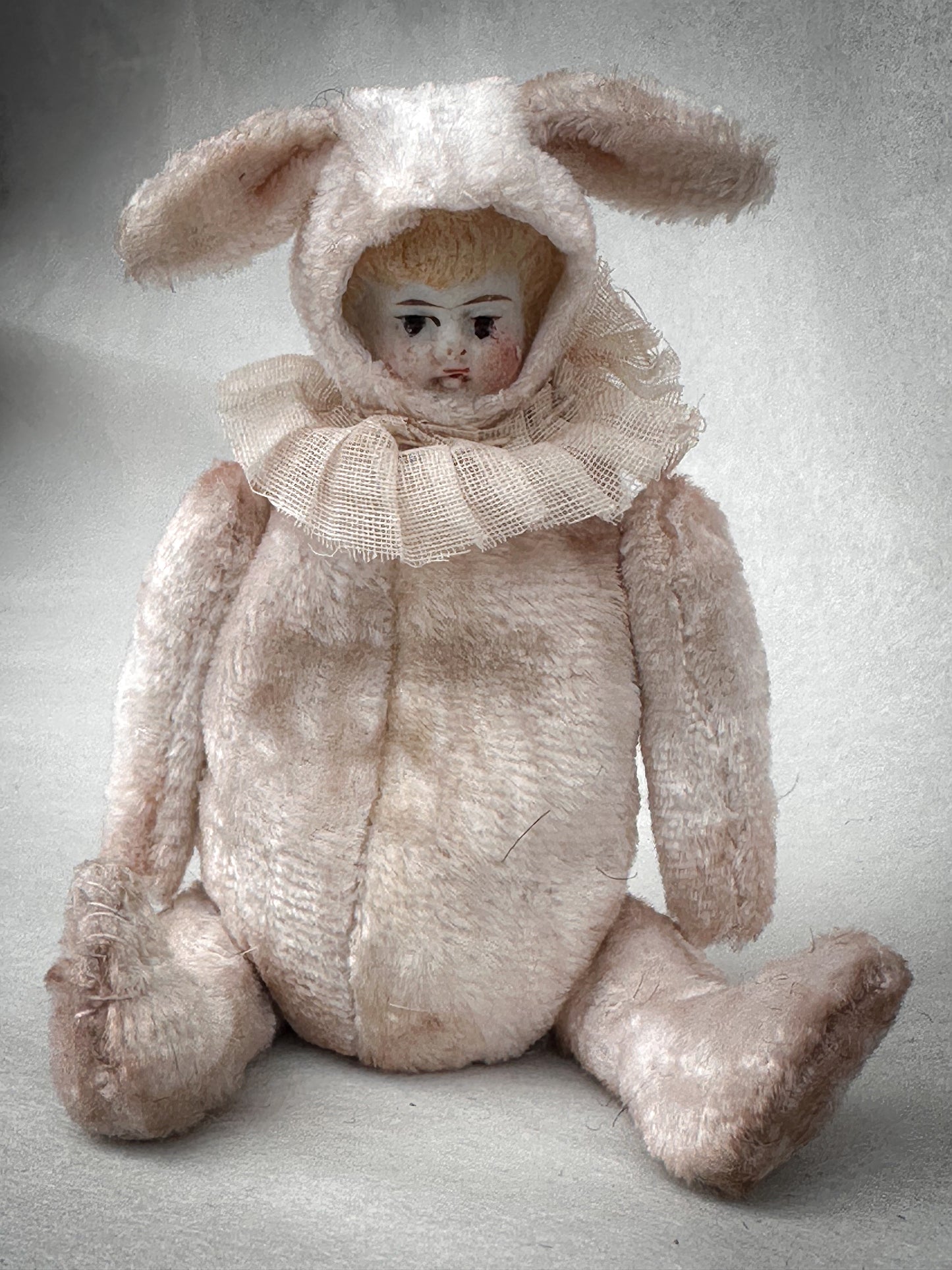 One of a Kind Handmade Artist Bunny Doll by Goody Two Shoes, Reworked Victorian Bisque Doll Collectible