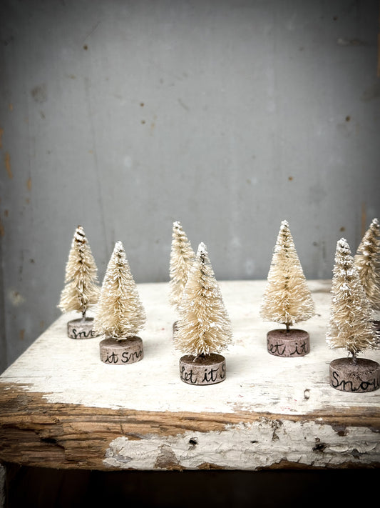 A Mini Painted Bottle Brush Tree “Let It Snow”