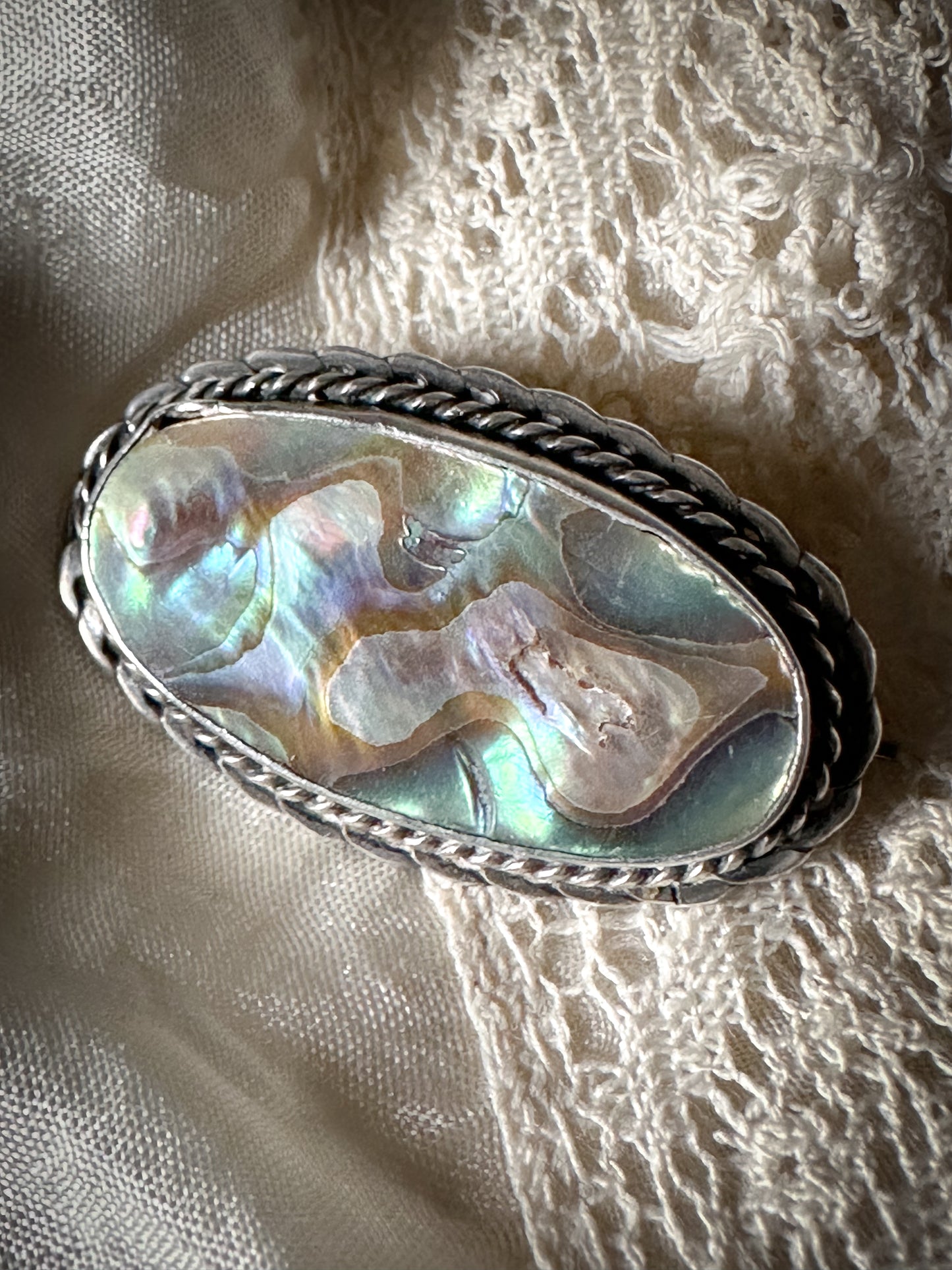 Antique Silver Abalone brooch