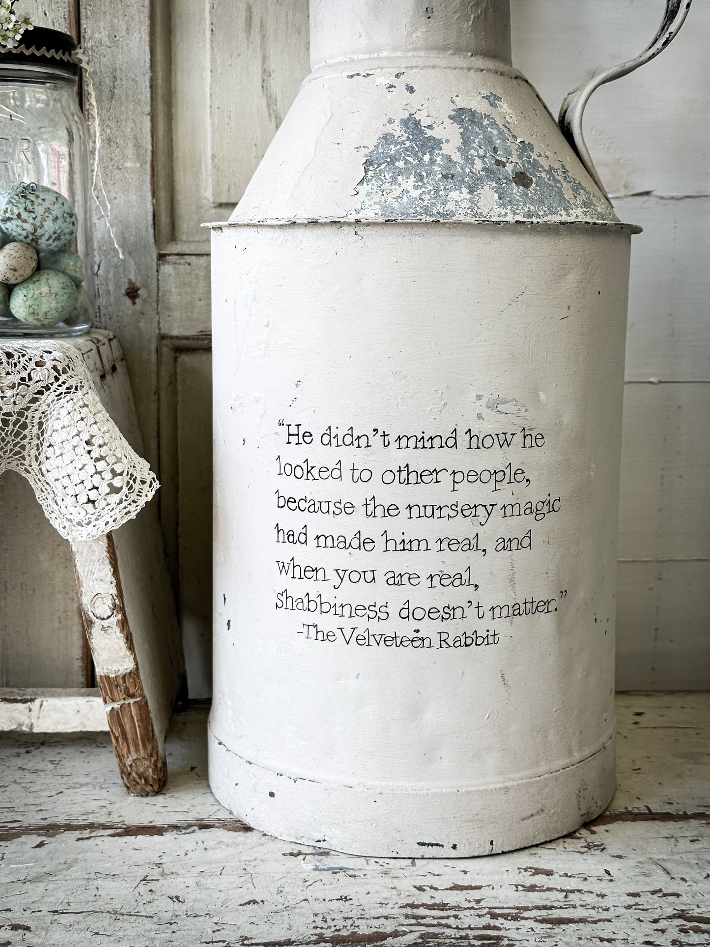 A lovely antique French tin milk churn