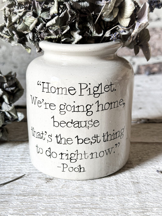 A hand painted vintage French mustard jar large