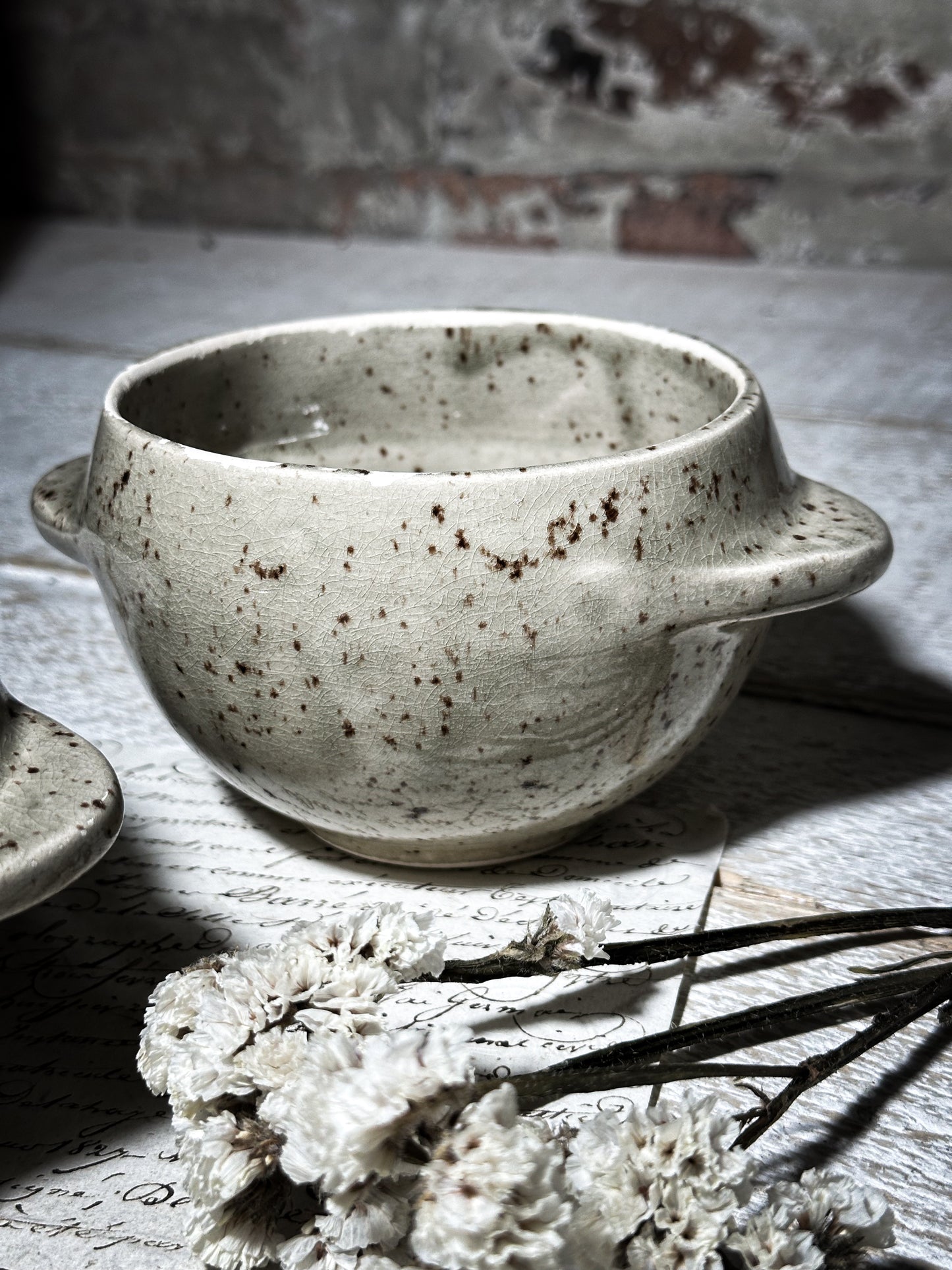 Vintage French Speckle Glazed Stoneware bowls