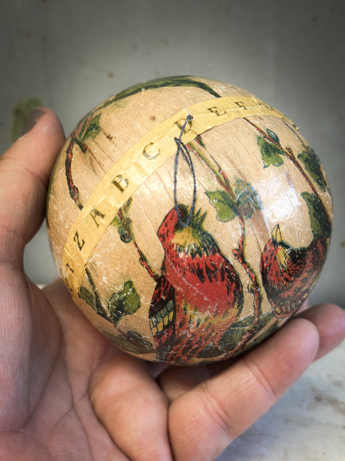 Victorian Papier-Mâché Alphabet Rattle Ball (c.1890–1910)
With Noted Oral History of Bletchley Museum Association