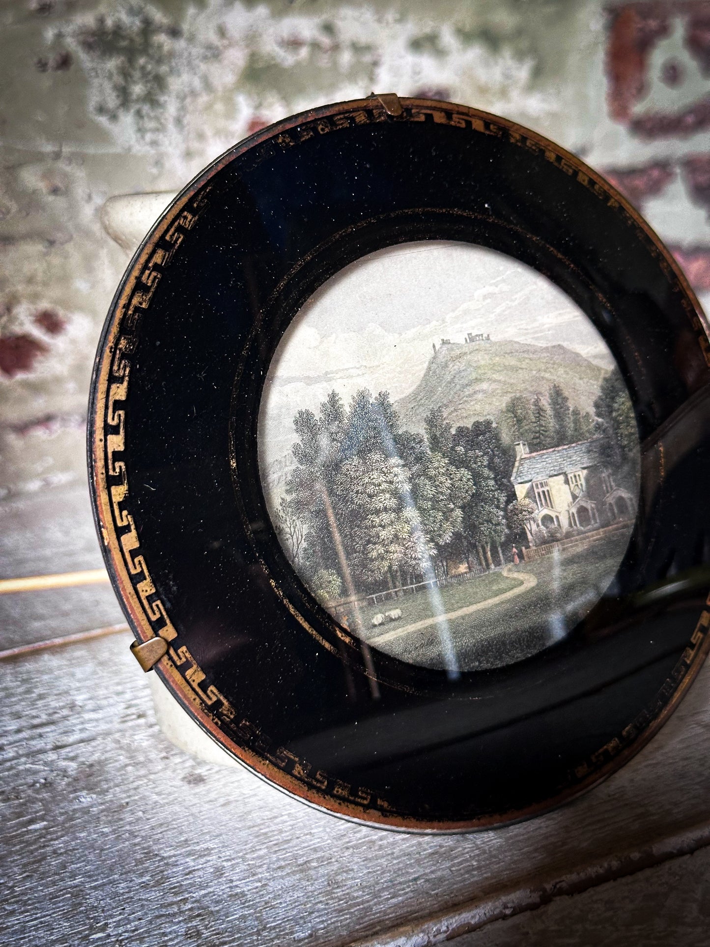 Antique Victorian Convex Glass Framed Topographical Print c.1880–1900