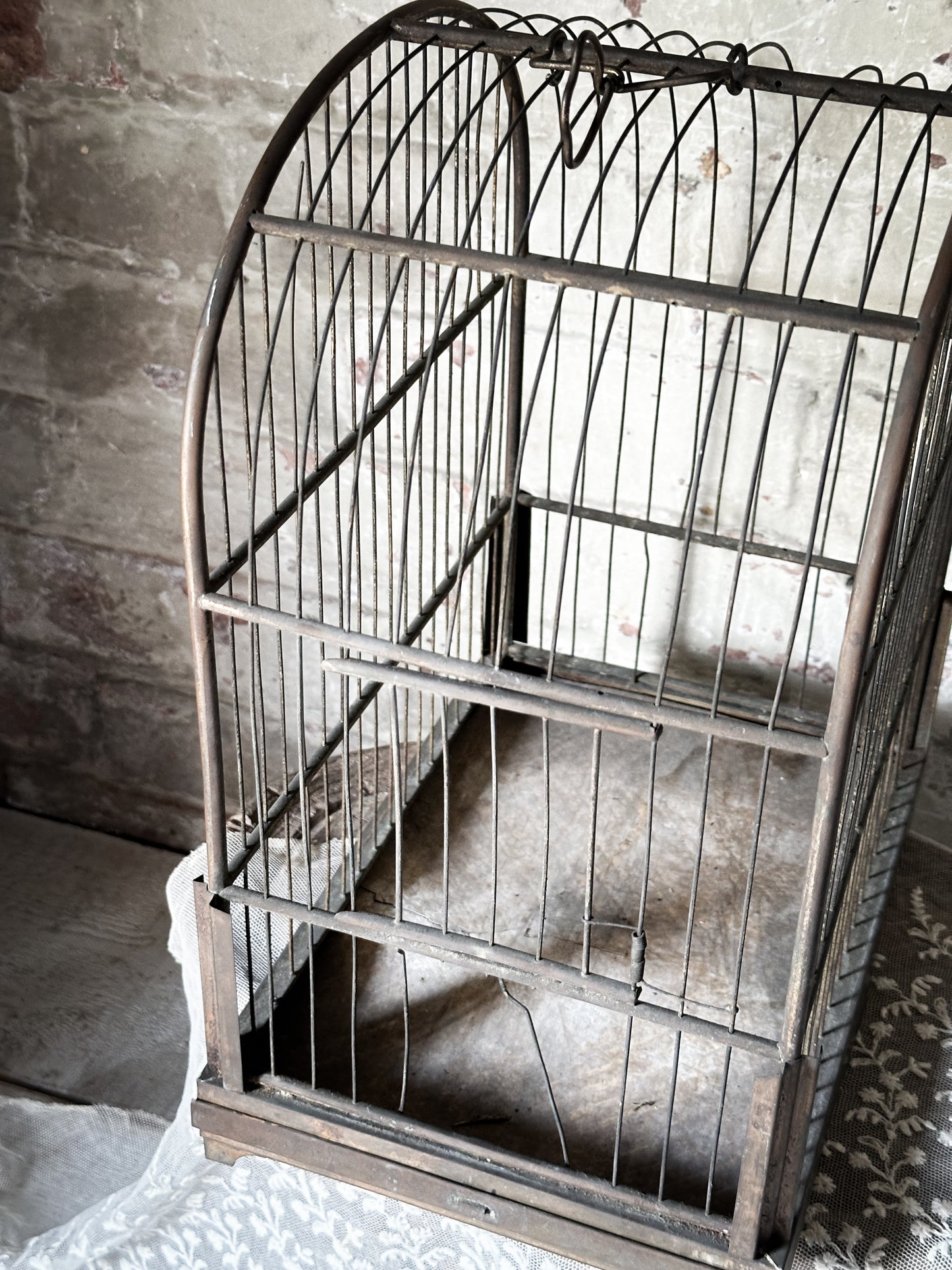 Antique Victorian brass bird cage