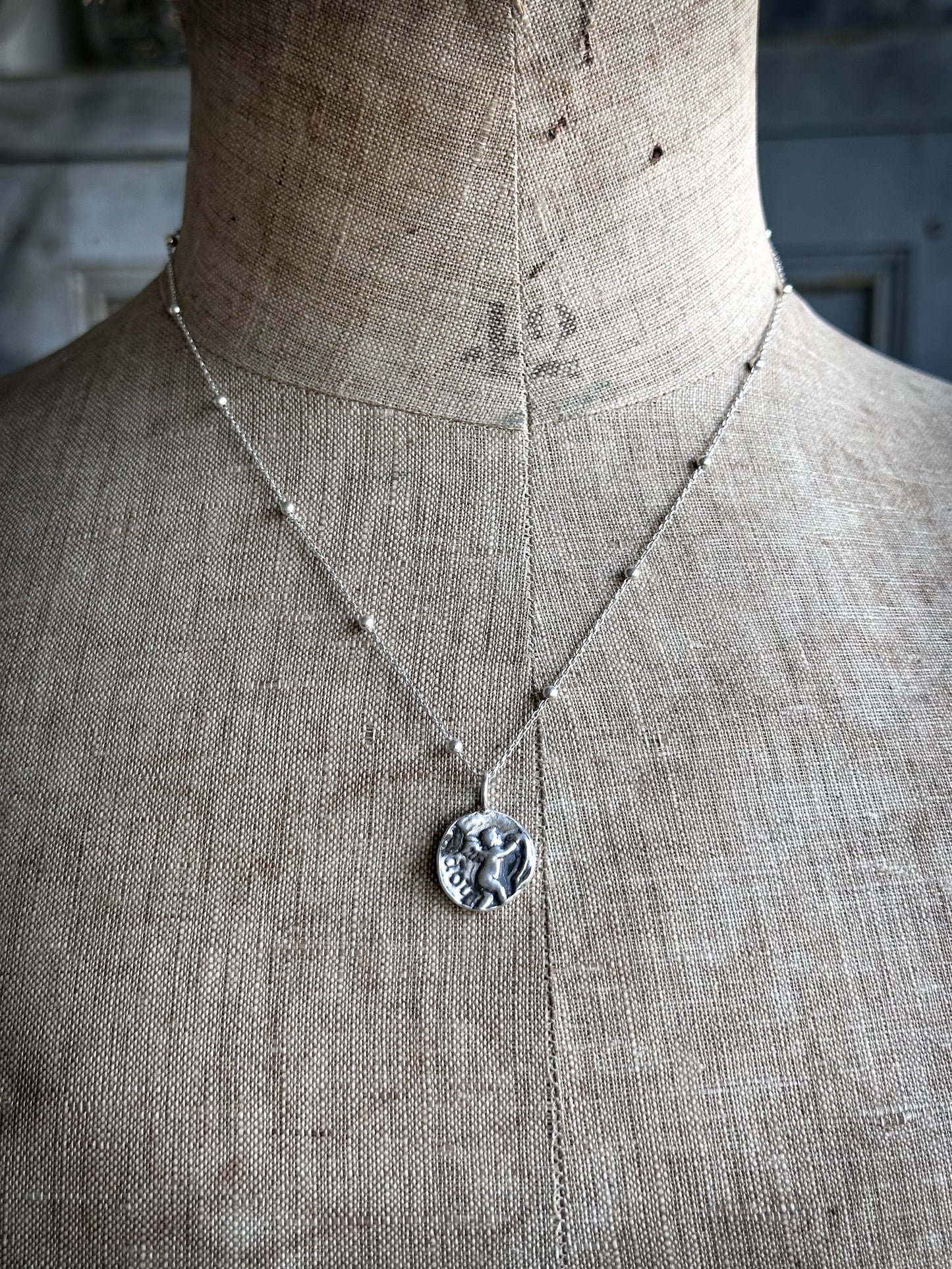 Cherub of Hope Necklace – Handcrafted Fine Silver Pendant