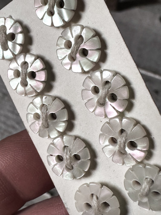 Victorian Mother of Pearl Flower Buttons – Deadstock Set of 10