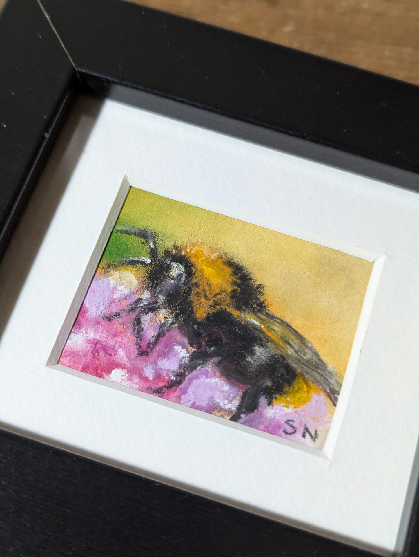 An original miniature artwork by Steven Nicholas “Bee Mine”