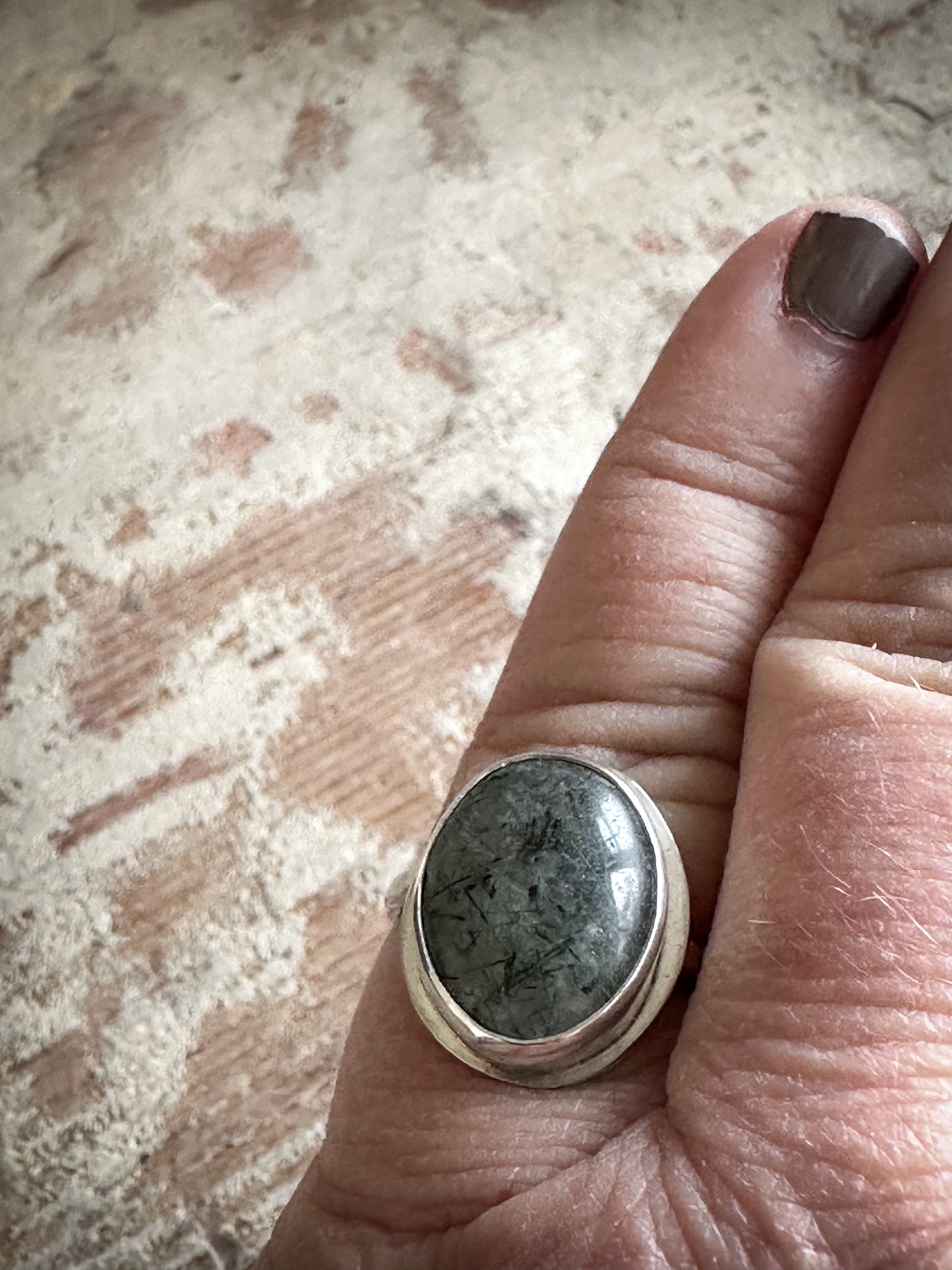 Moonlit Tourmaline Ring – Natural Tourmalinated Quartz in Sterling Silver