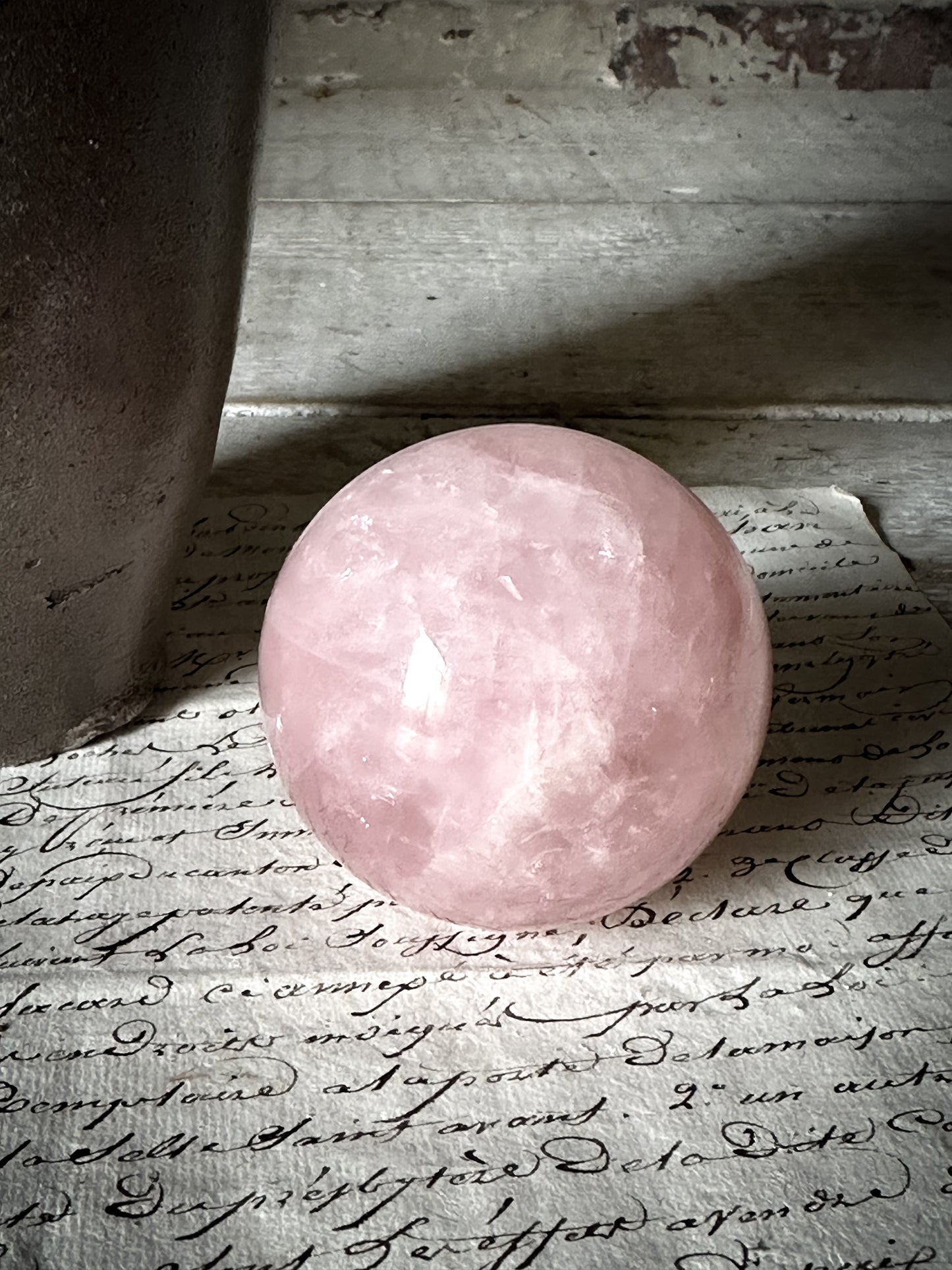 A vintage Rose Quartz Sphere