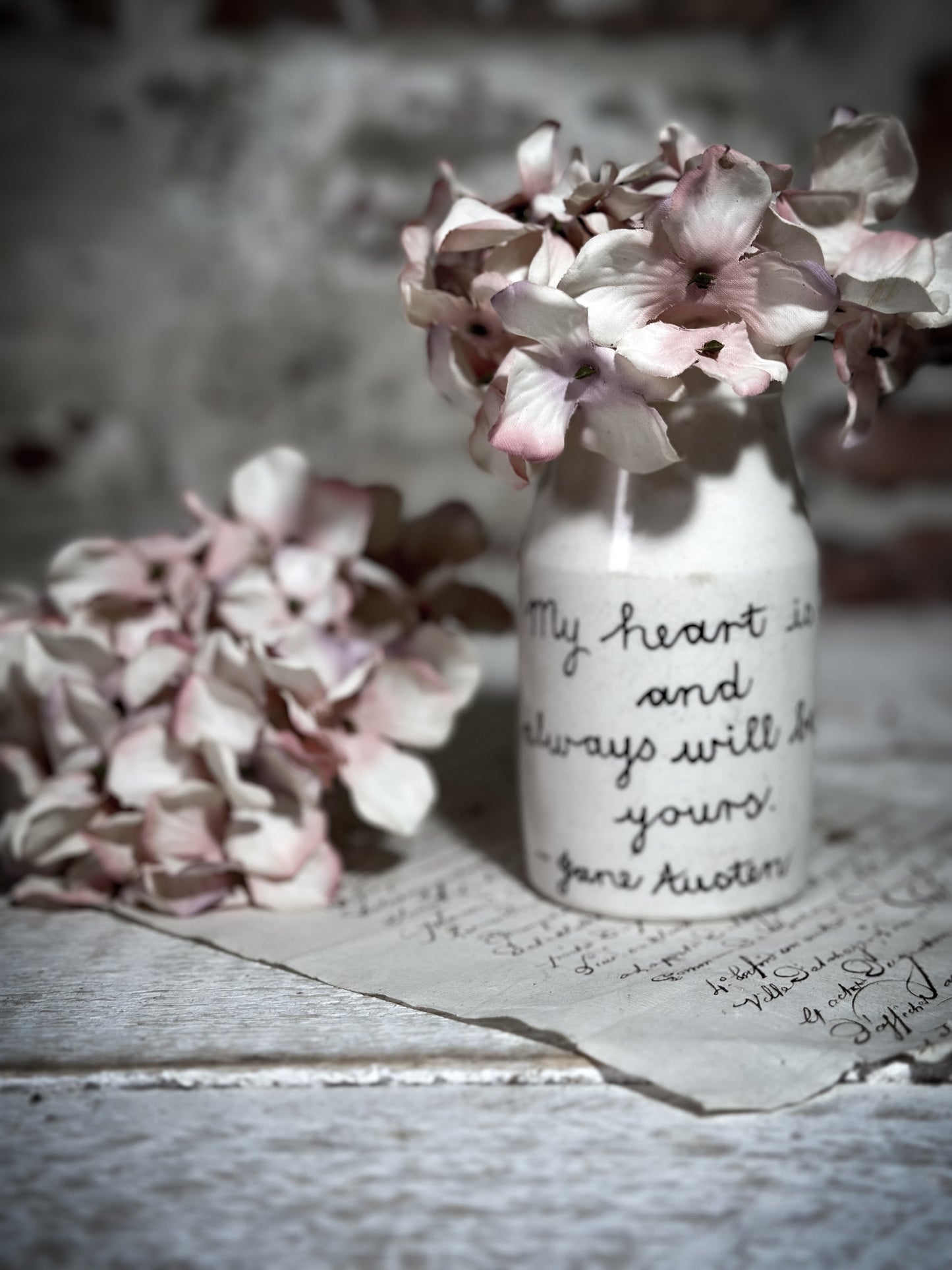 An Antique Creamery Vase Jar with a Hand Painted Inspirational Quote