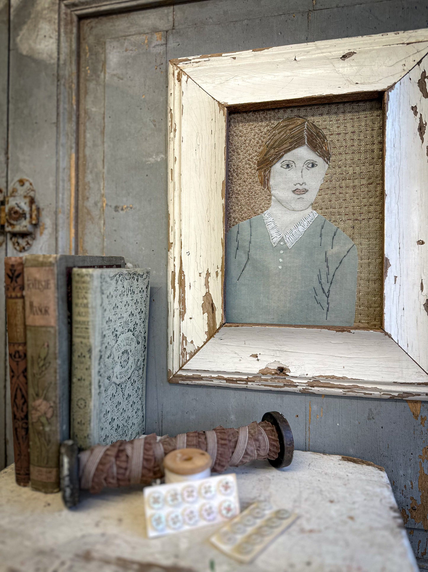 Contemporary Folk-Style Textile Portrait