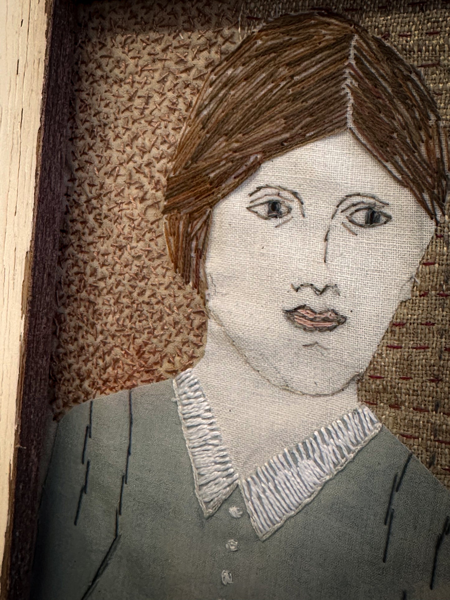 Contemporary Folk-Style Textile Portrait