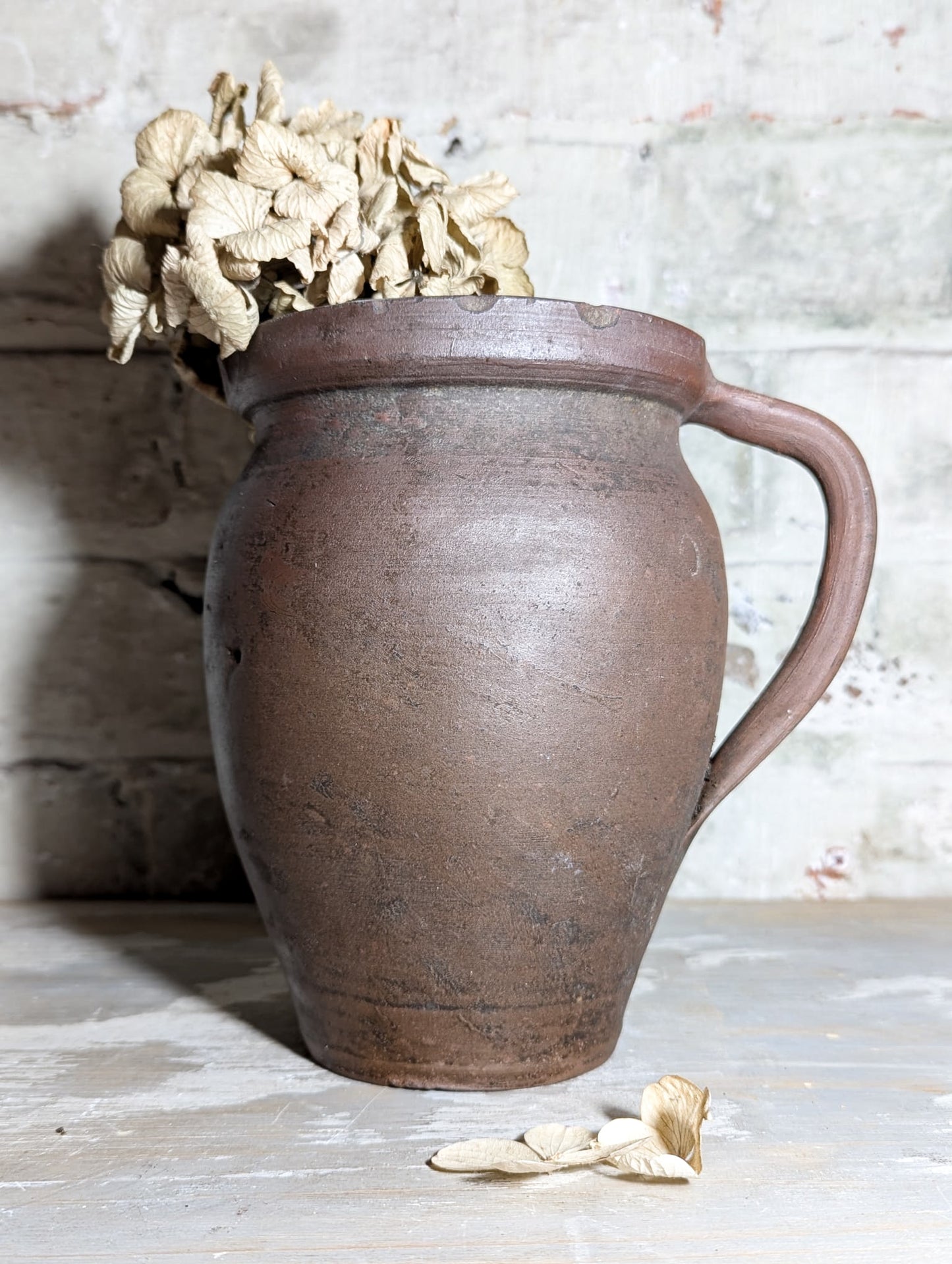 A lovely Primitive French Antique Black Pottery water jug