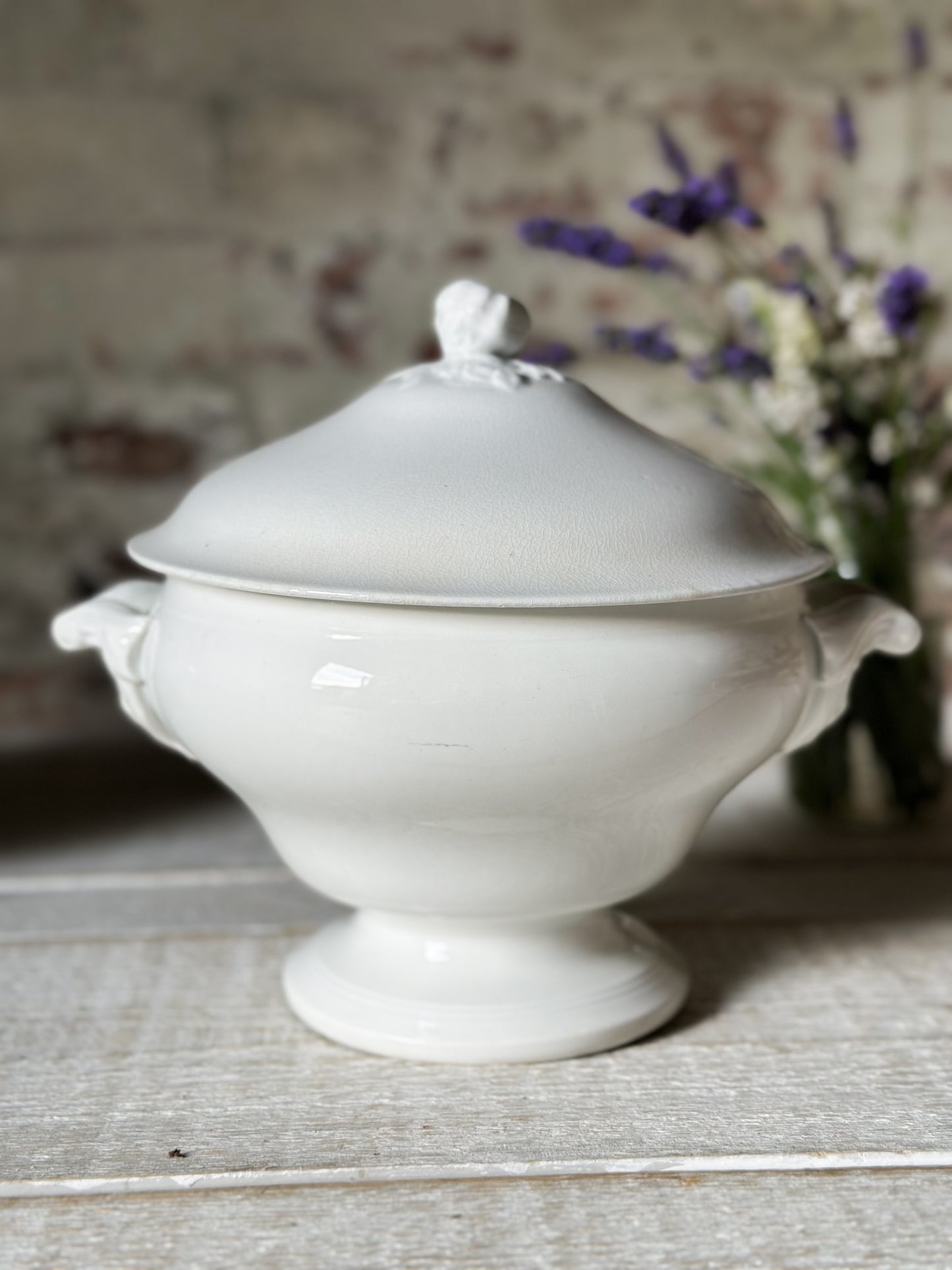 A beautiful antique French ironstone soupier