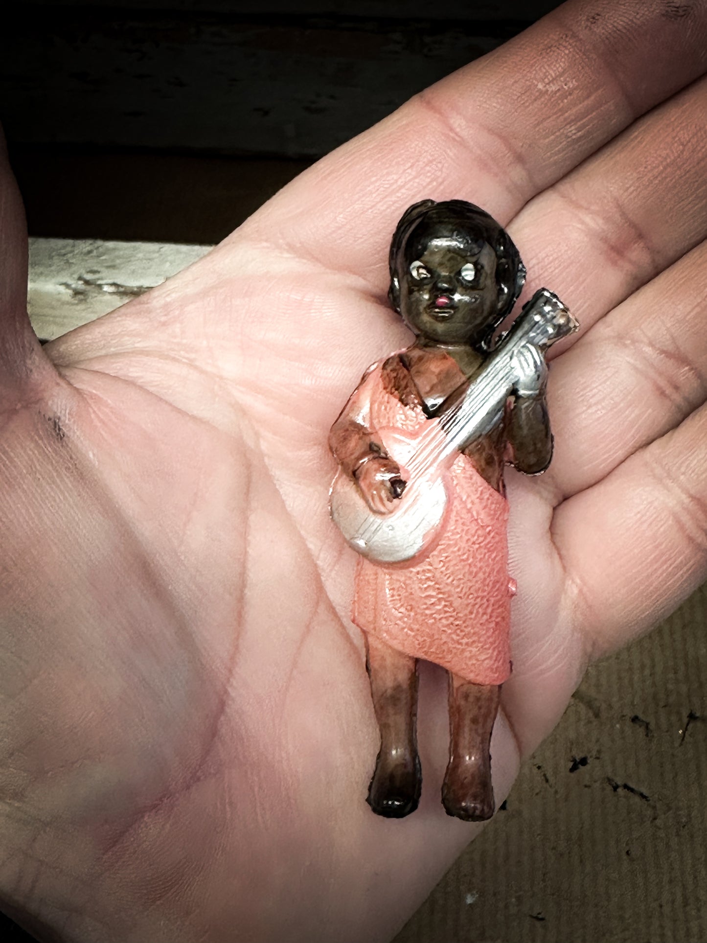 Rare Mid-Century Japanese Celluloid Musician Figurine – Hand-Painted – c.1930s–50s