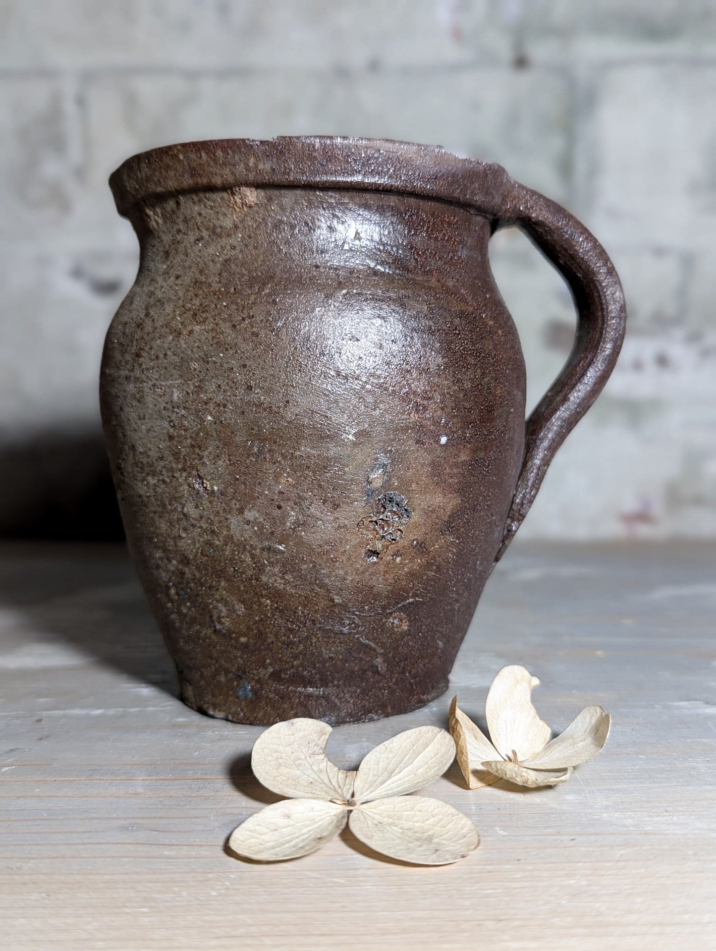 A lovely Primitive French Antique Black Pottery water jug